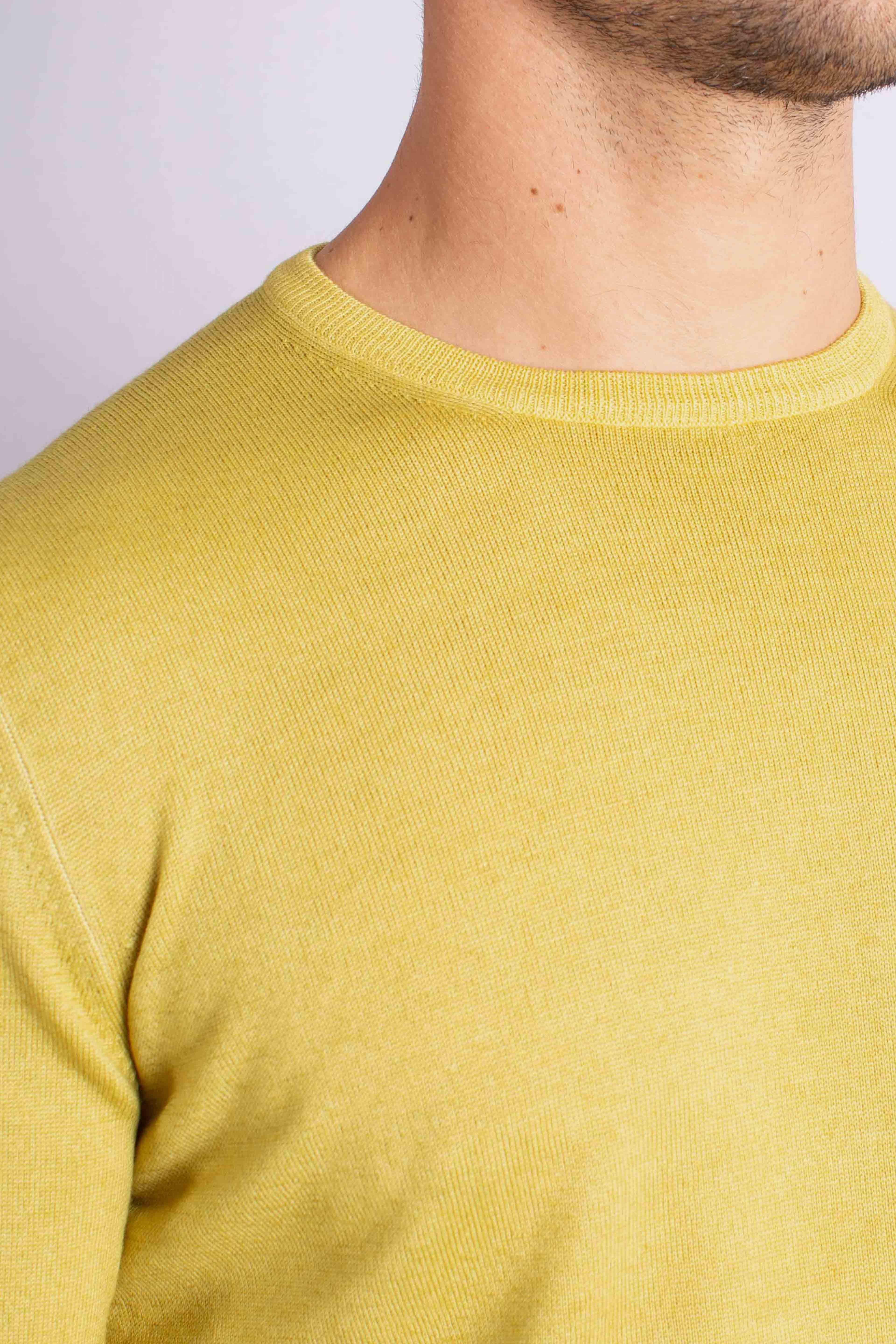 Maglia Girocollo in Lana Merino Extrafine giallo lime 5516722792413 GRAN SASSO