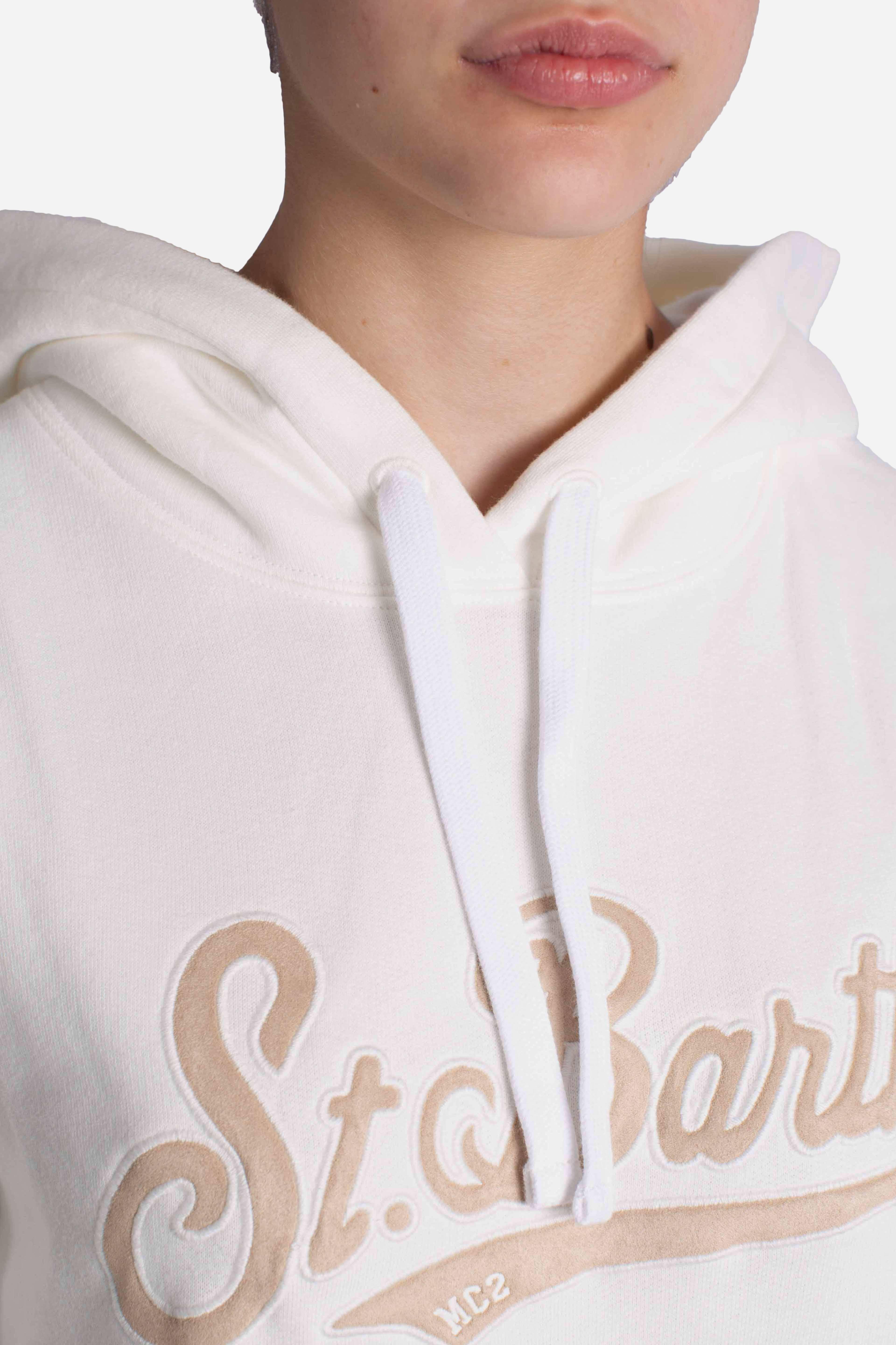 Felpa con Cappuccio white Logo St. Barth VRG000100633I MC2 SAINT BARTH
