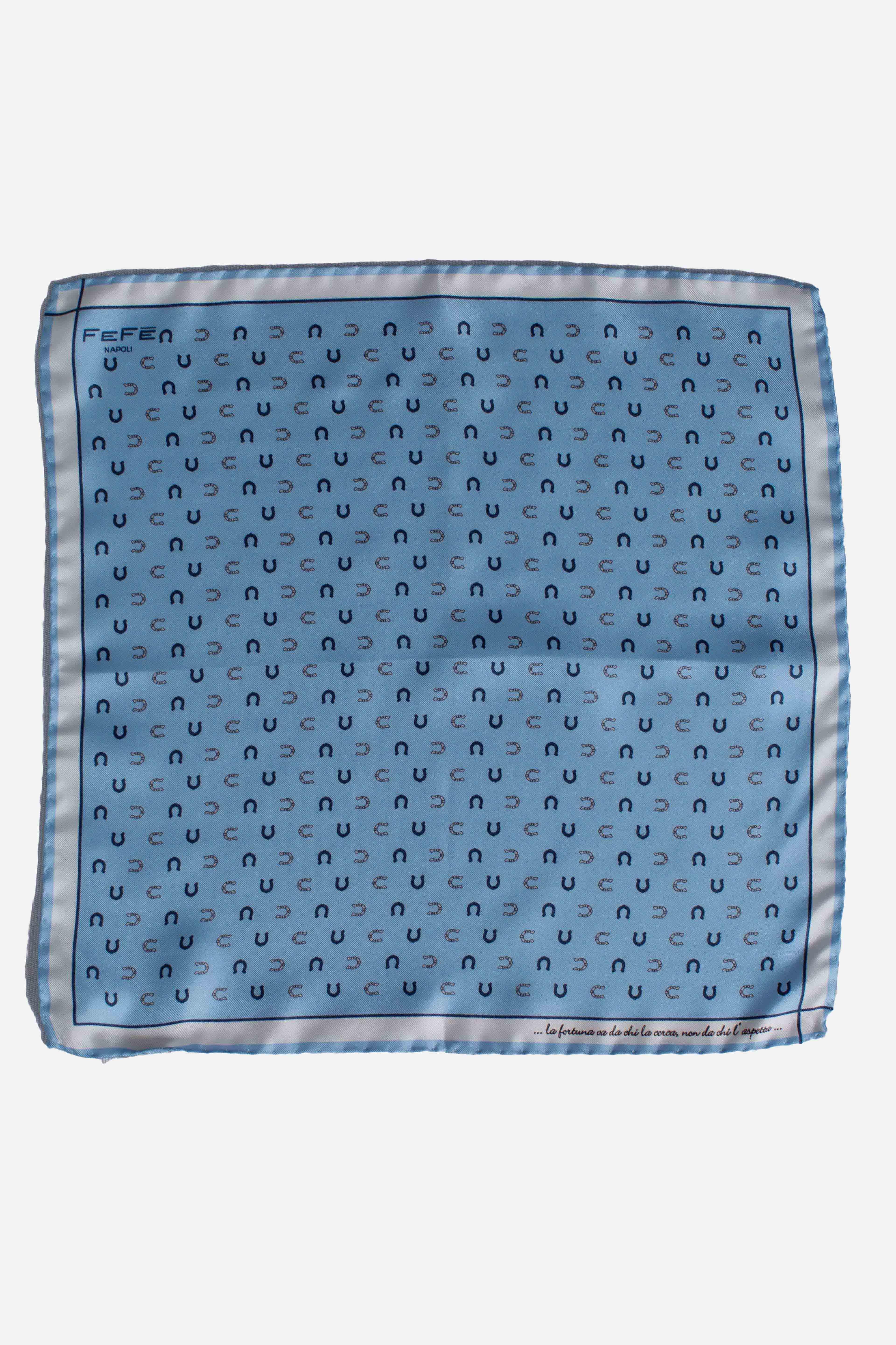 Pochette in seta stampa dandy ferro azzurro FERROC4 FEFE'