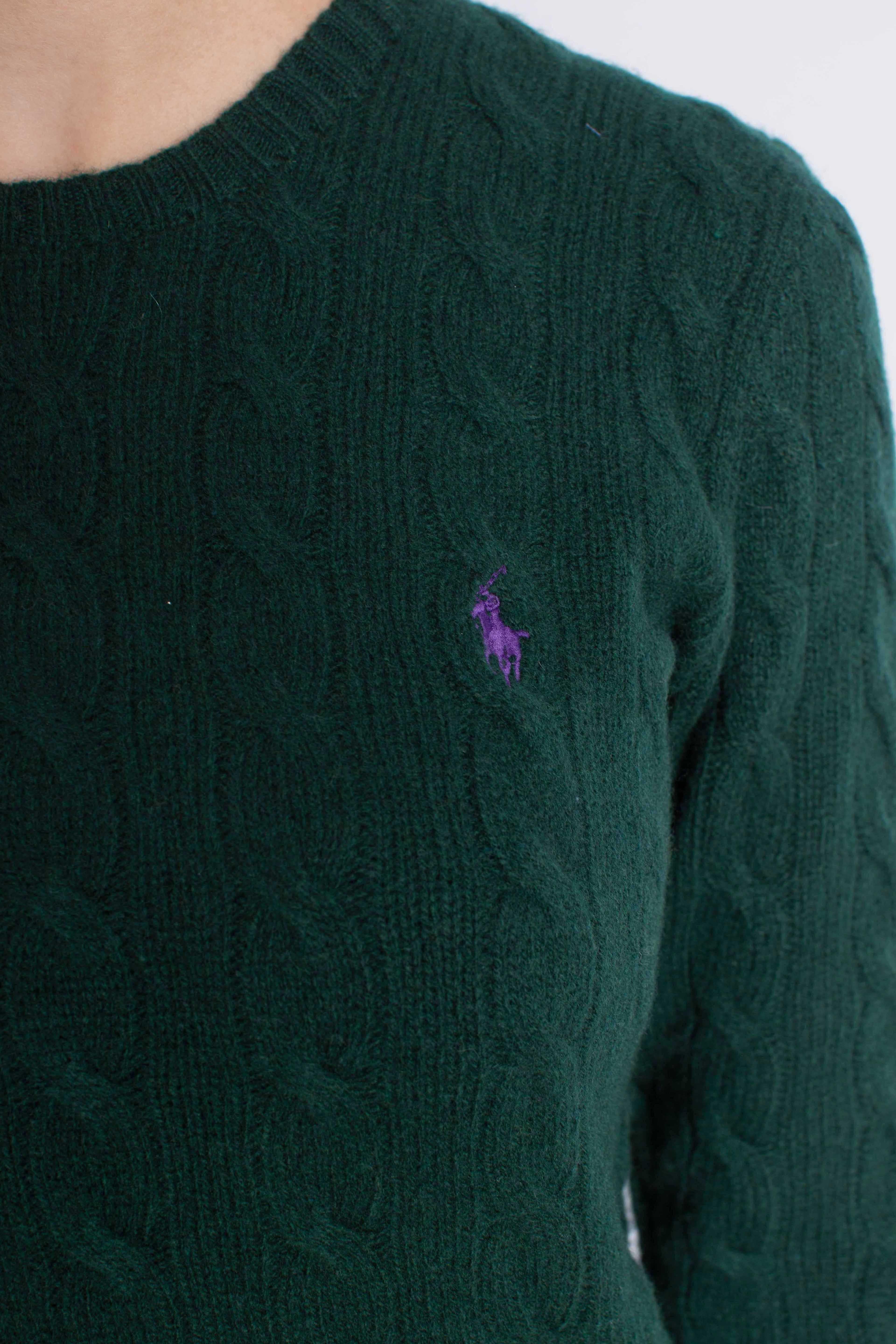 Girocollo in lana e cashmere a trecce green 211971865009 POLO RALPH LAUREN
