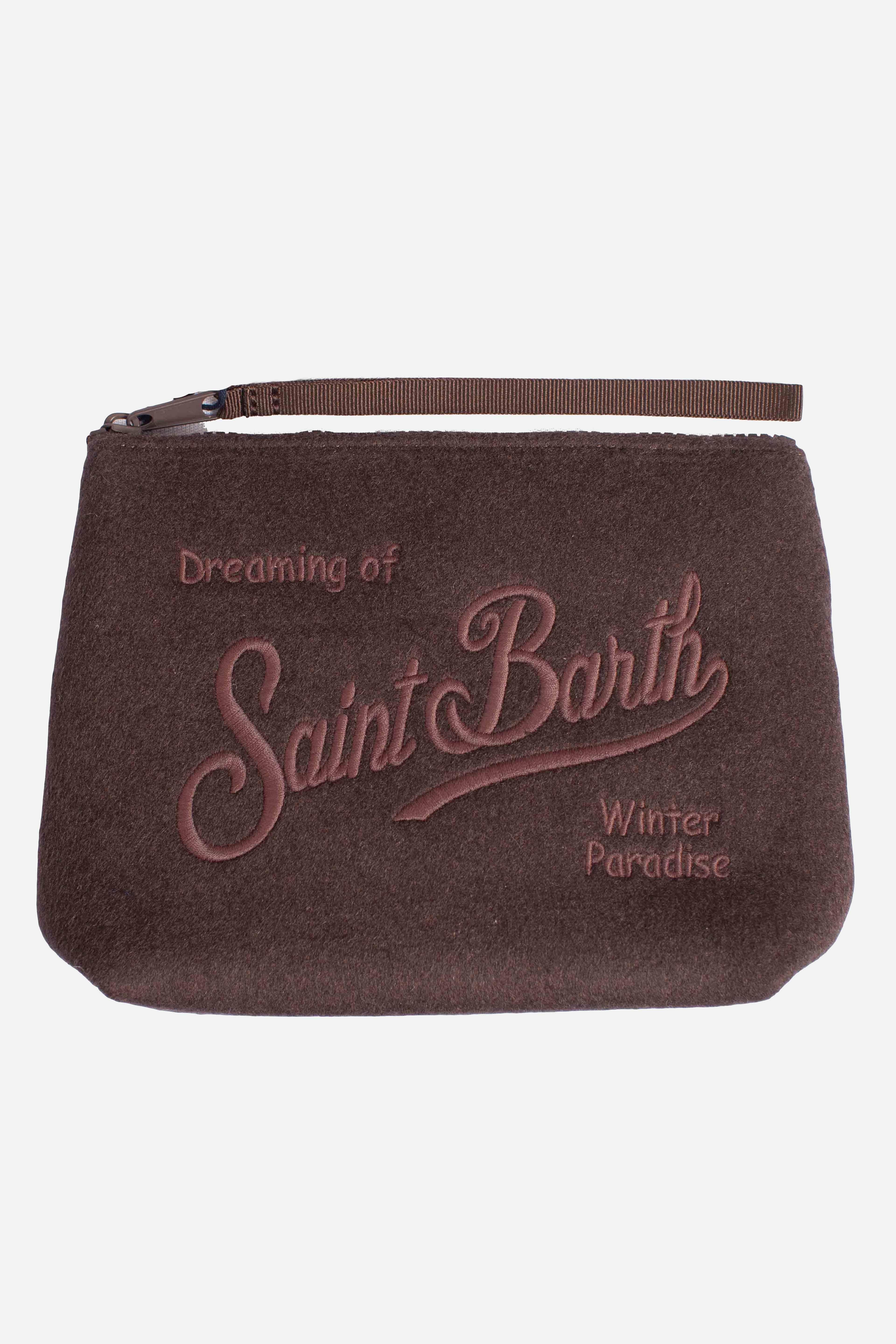 Pochette Aline in effetto Feltro brown - "Dreaming of Saint Barth Winter Paradise" ALI002801042I MC2 SAINT BARTH
