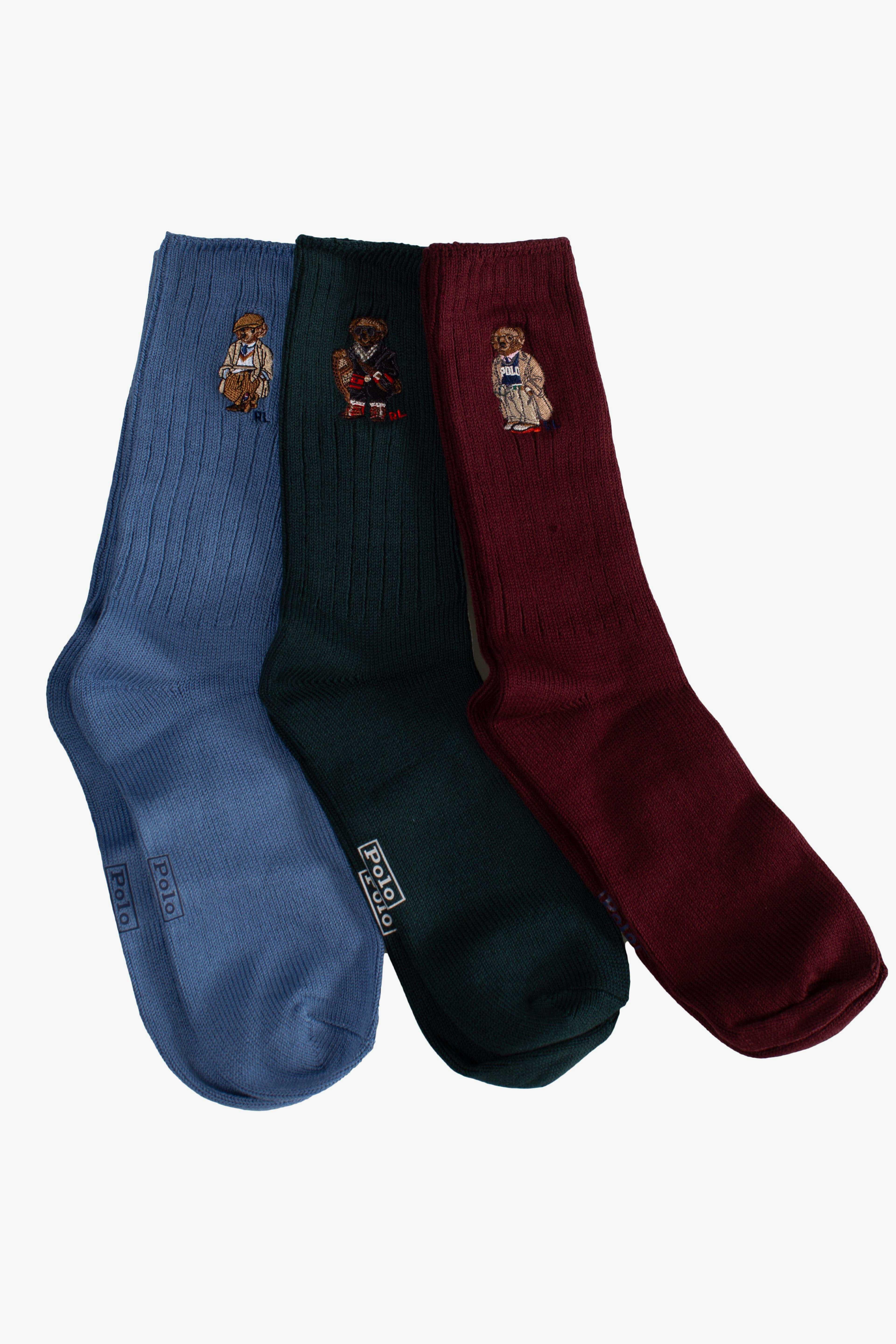 Set regalo 3 paia di calze Polo Bear blue green wine 449P04718001 POLO RALPH LAUREN
