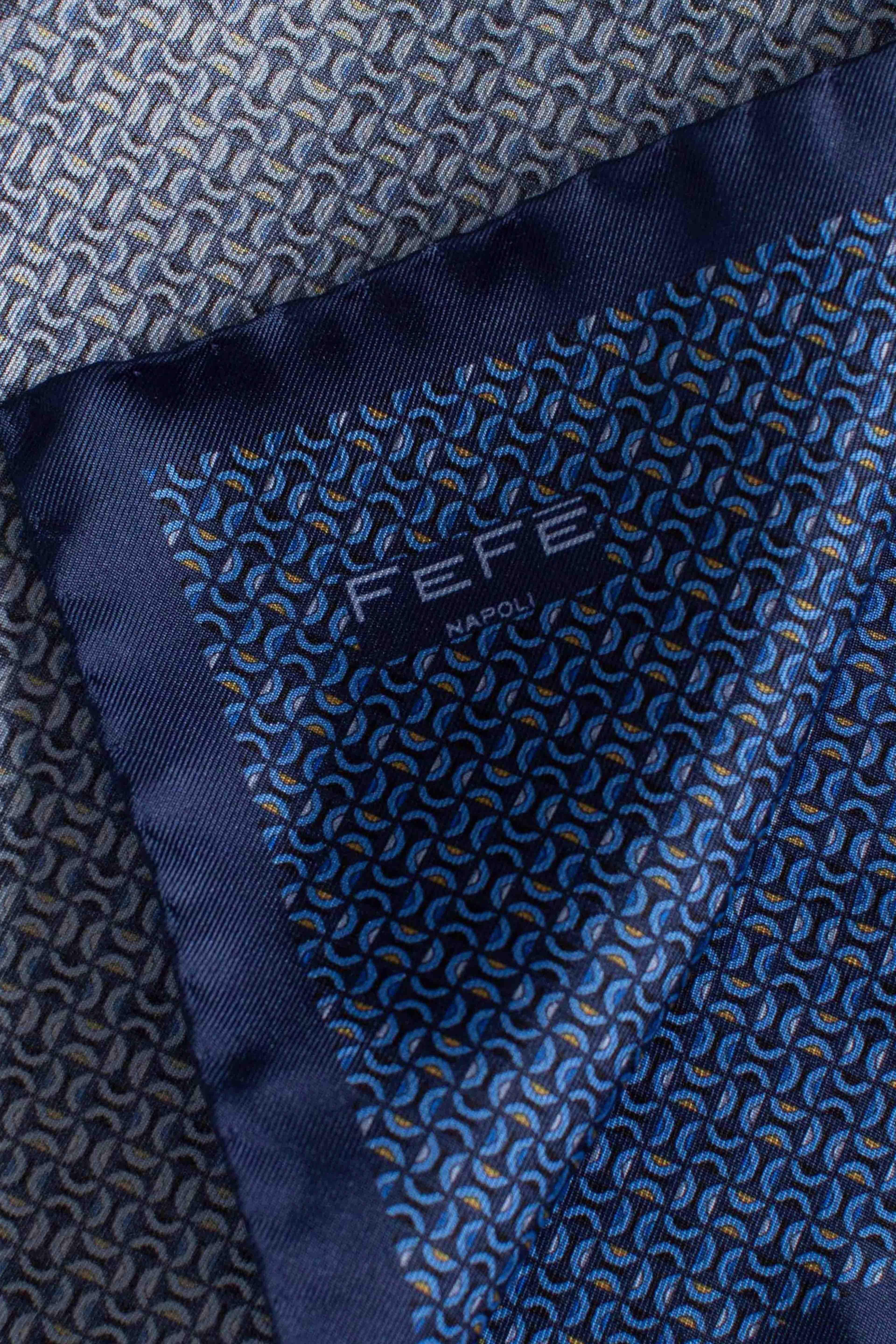 Pochette in seta stampa dandy farfalle blu IJ48041 FEFE'