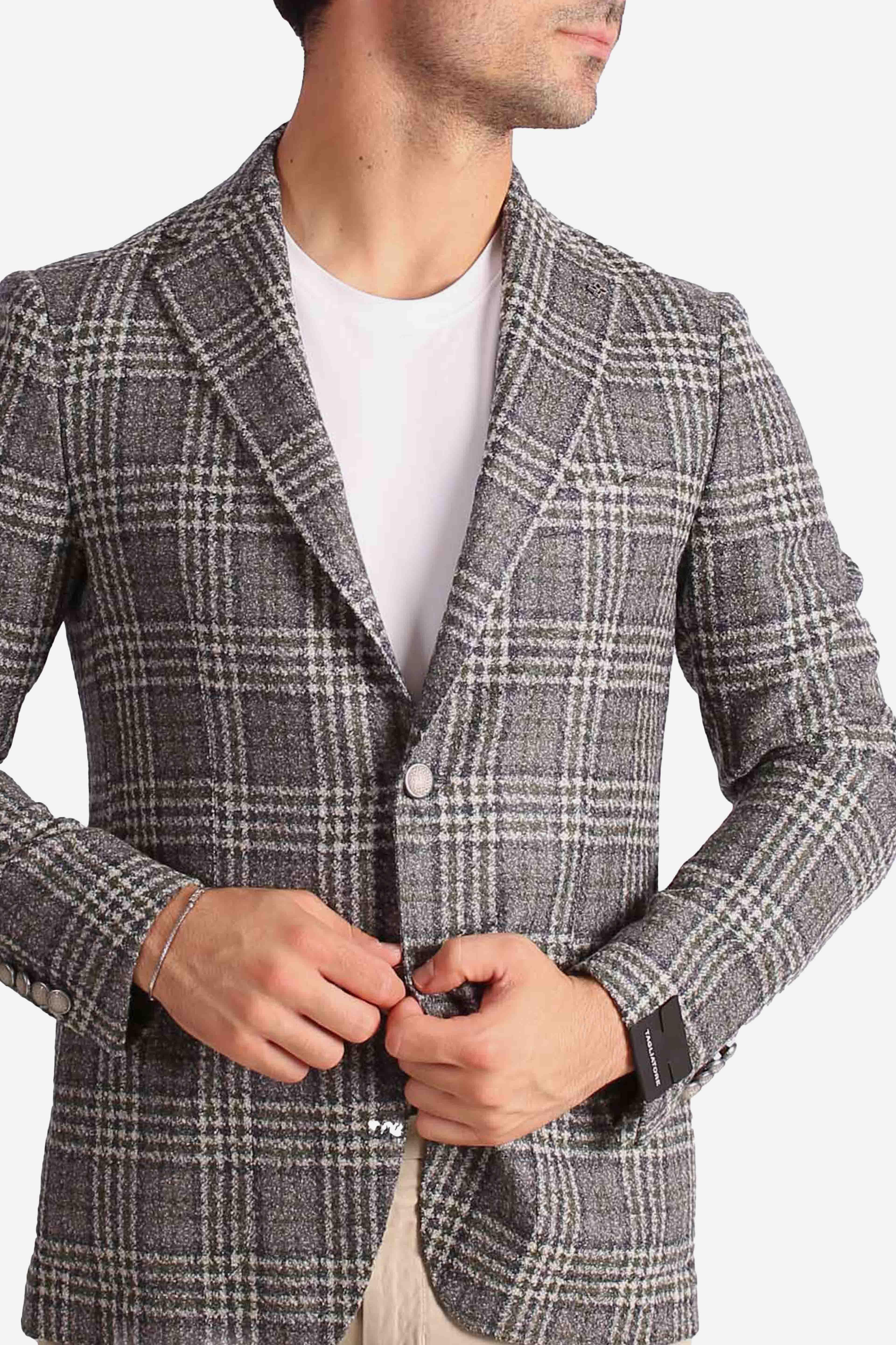 Giacca monopetto Principe di Galles in Lana grigio silver 1SMC22K440022QV3304 TAGLIATORE