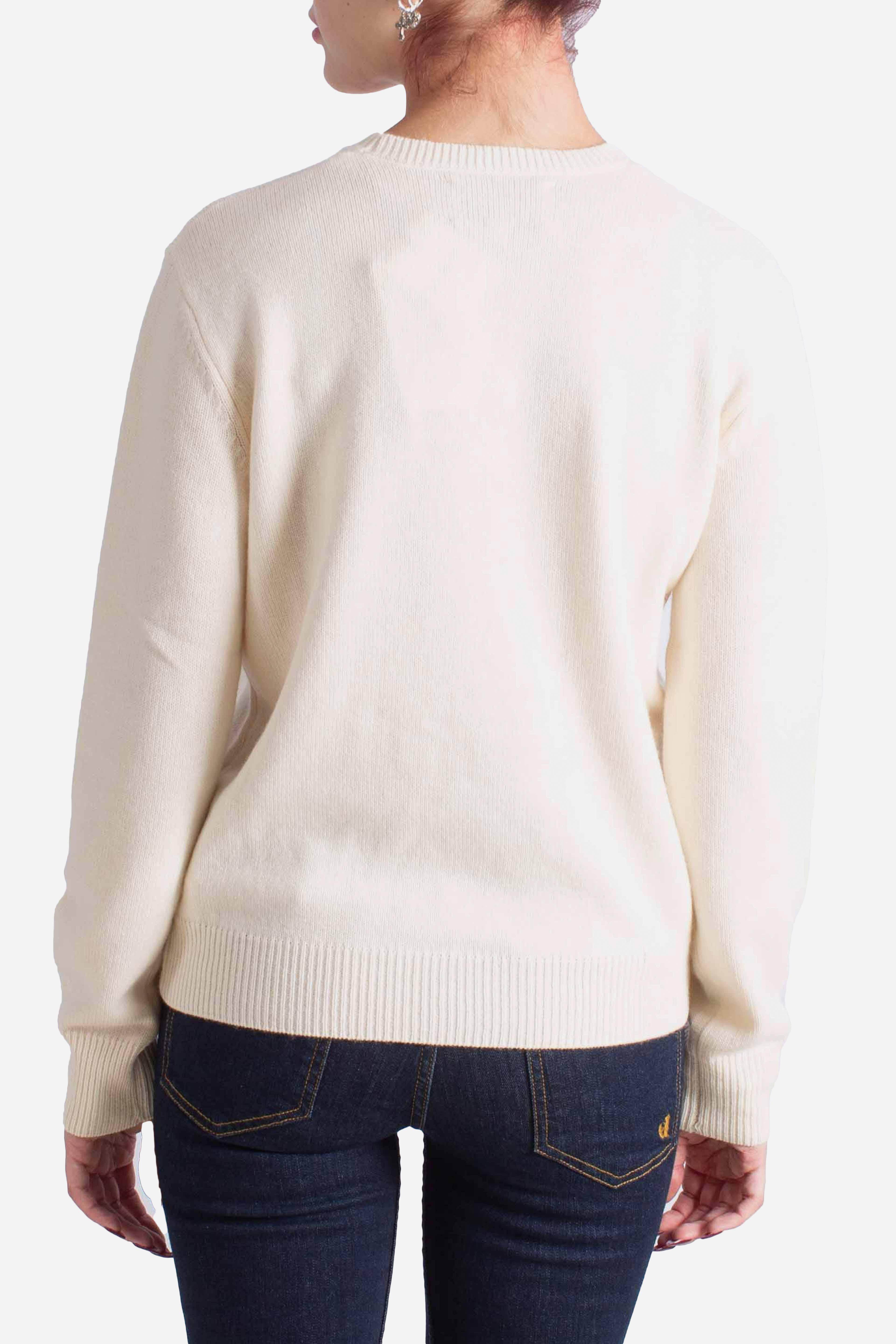 Maglia donna Girocollo "Après Ski Lover" in Lana Bianca QUE0010038981I MC2 SAINT BARTH