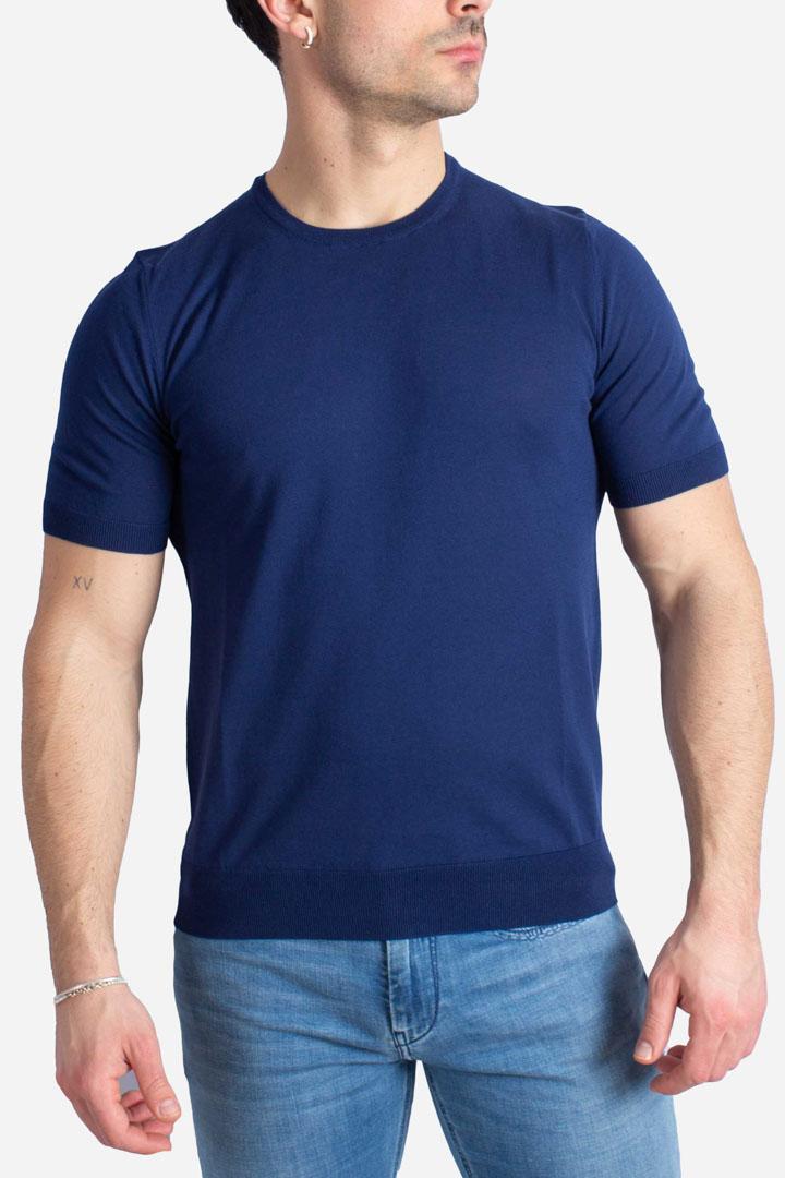 Maglia girocollo in cotone extra-fine blu royal 4315420731578 GRAN SASSO