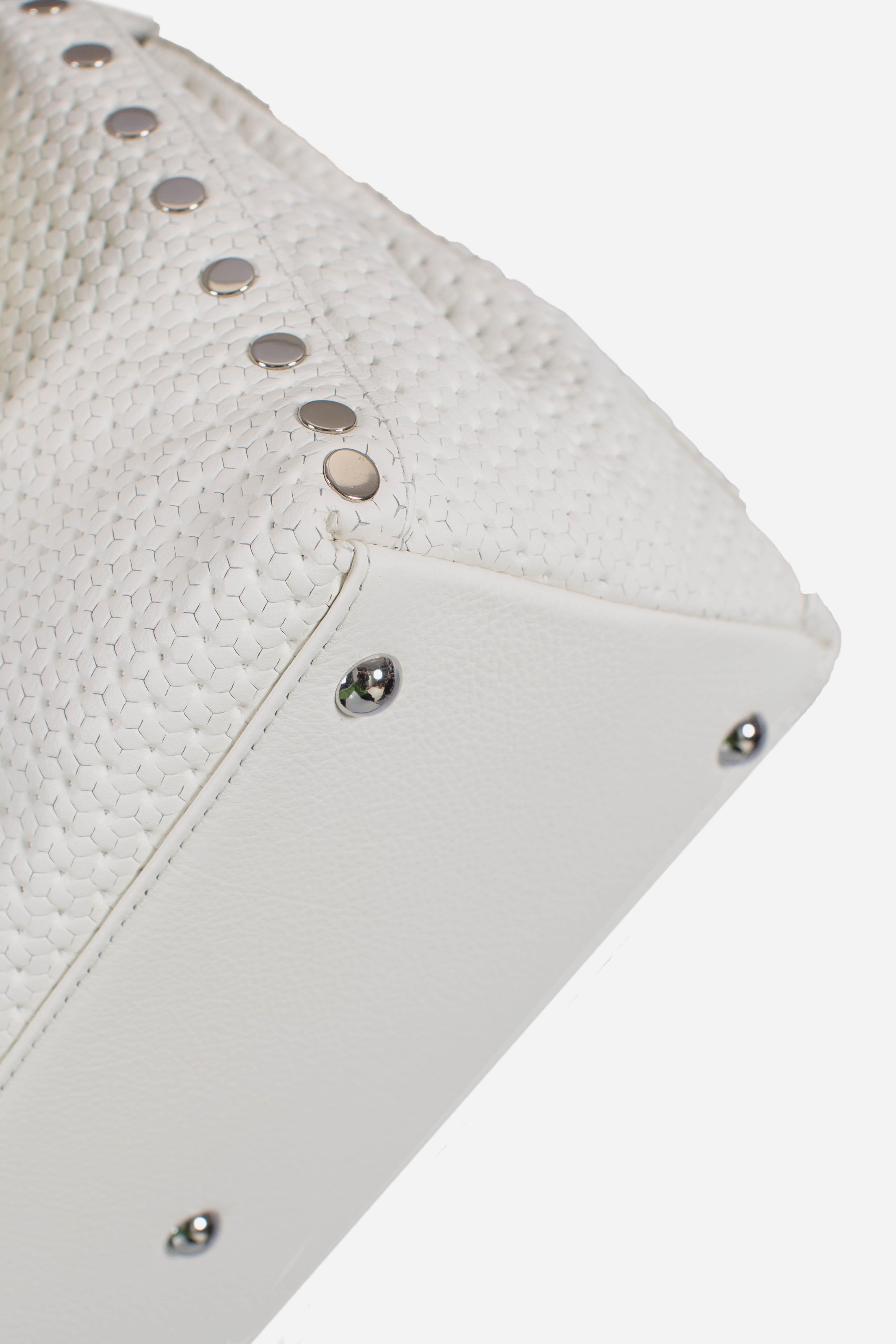 Borsa Postina S effetto intrecciato white cima 0680102190000SZ1170 ZANELLATO