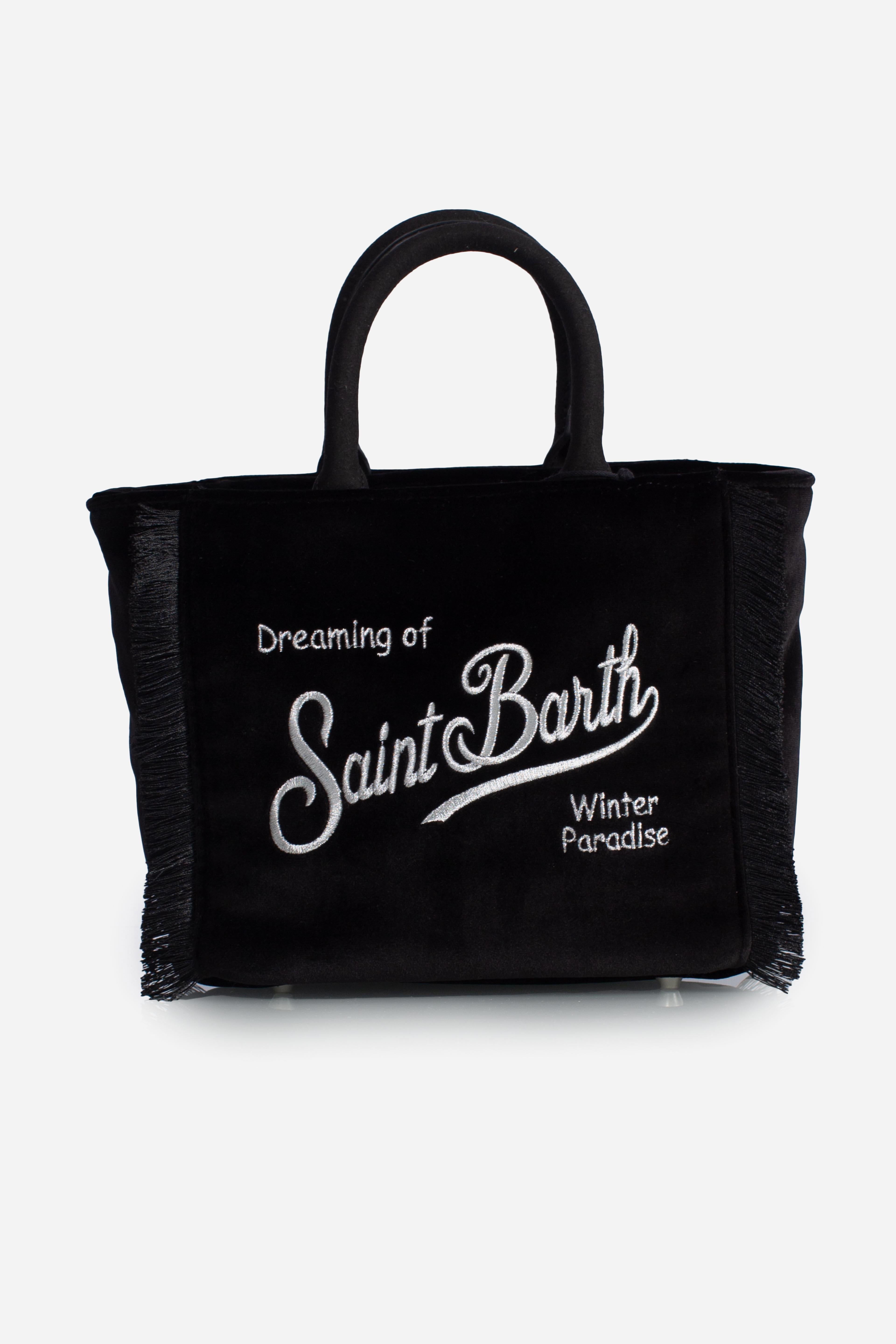 Borsa Vanity mini velvet Dreaming of Saint Barth Winter Paradise black VAMI02700207I MC2 SAINT BARTH