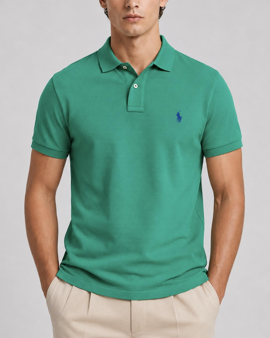 Polo iconica in piqué Custom Slim-Fit green