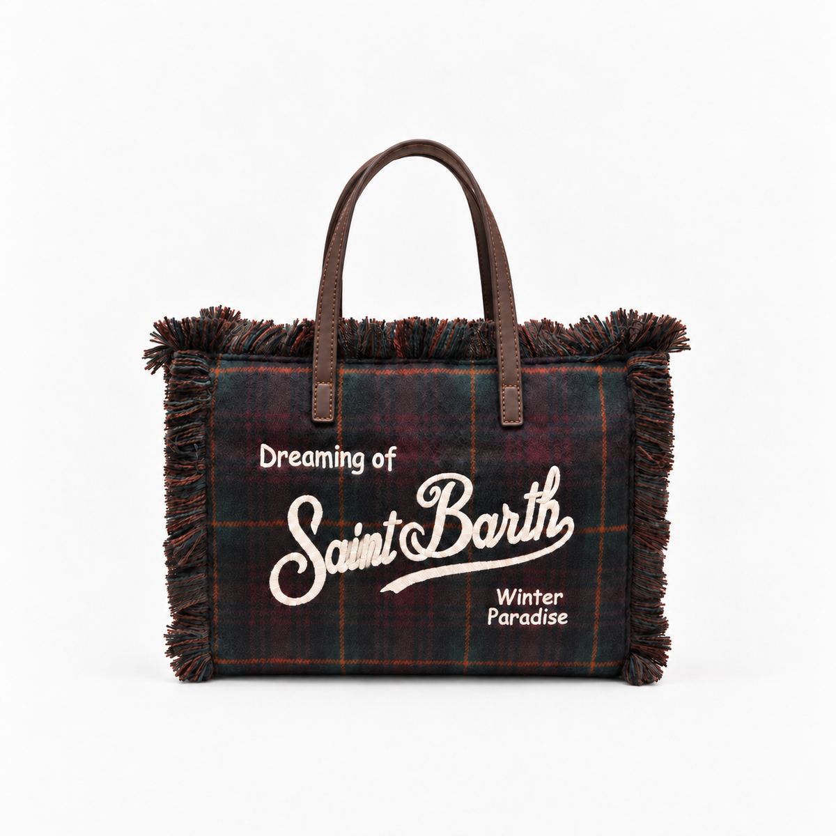 MC2 Saint Barth Borsa Donna Colette Tartan Verde Scuro e Bordeaux