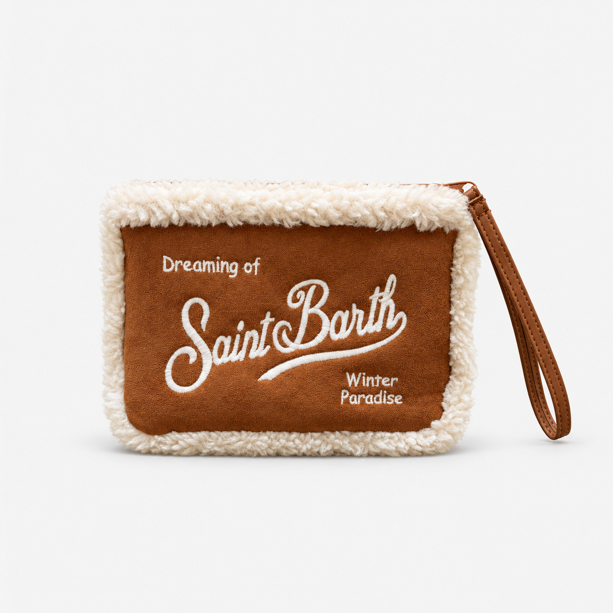 MC2 Saint Barth Pochette Donna Aline Shearling Cognac e Panna