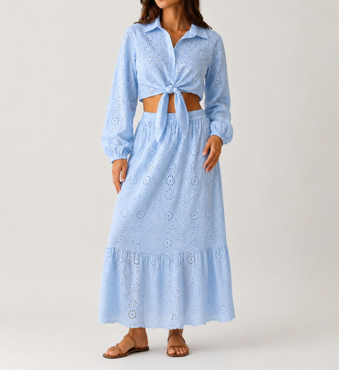 CAMICIA FEBBY in sangallo celeste