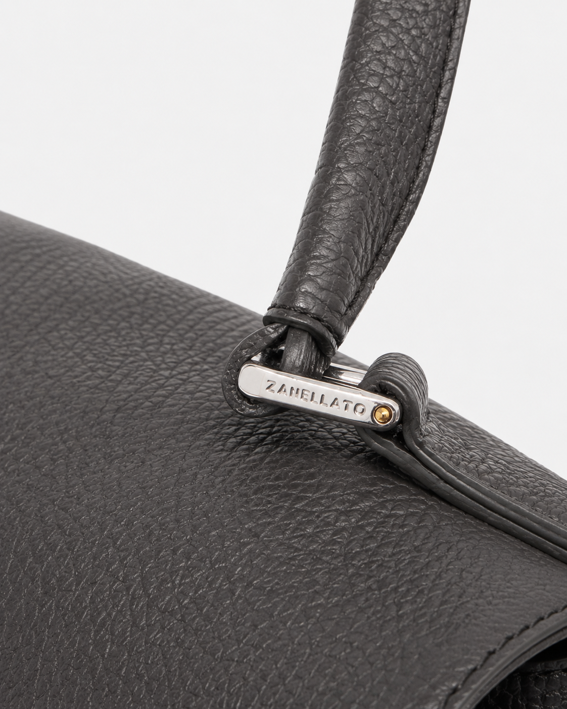 BORSA POSTINA® MEDIUM IN PELLE MARTELLATA GREY VULCANO