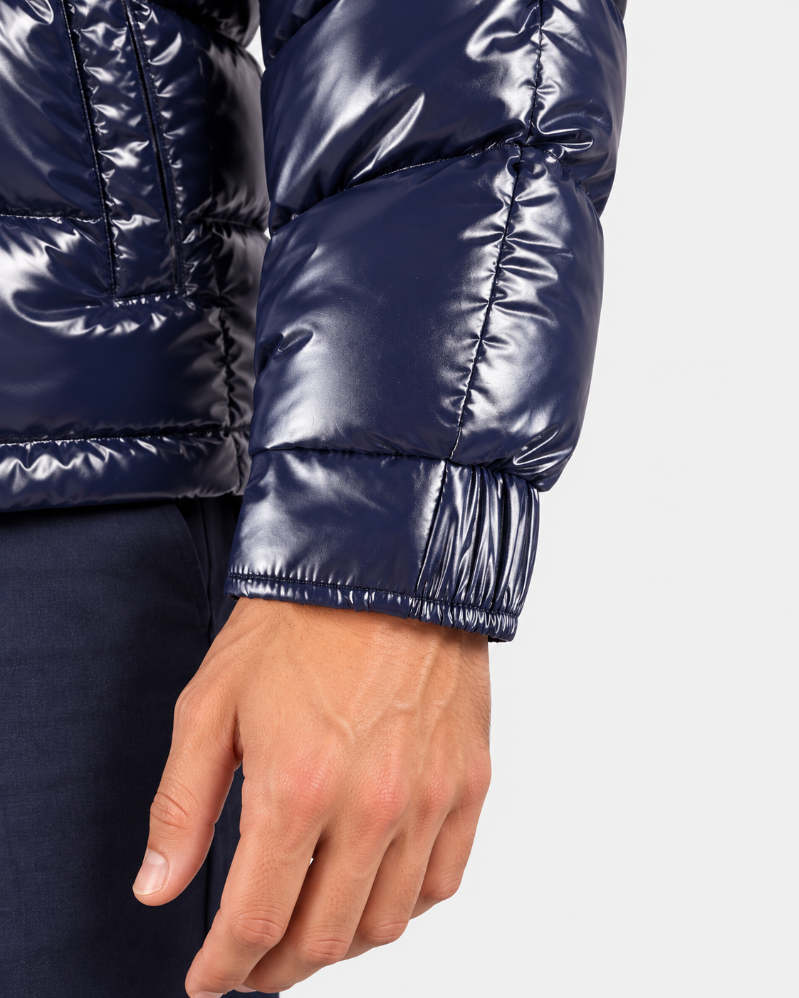 Herno Piumino uomo blu con cappuccio e zip a doppio cursore