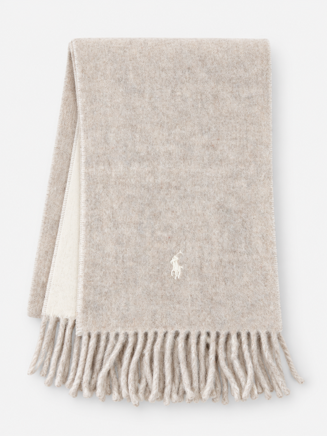 Taupe wool-blend reversible scarf
