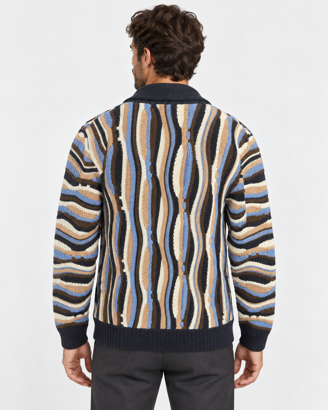 Lorenzoni Cardigan uomo multicolore con collo a scialle