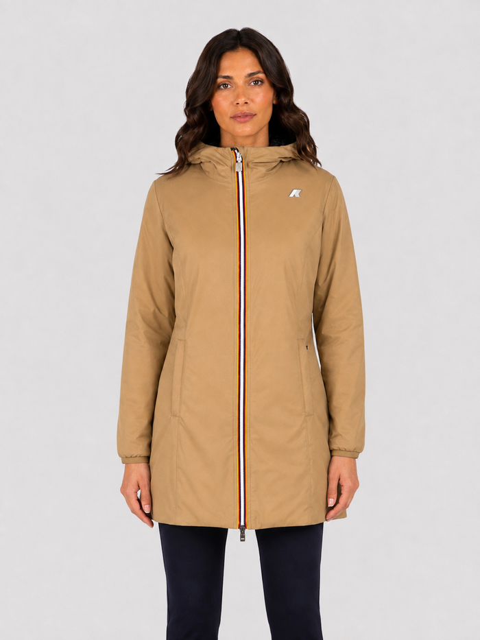 K-Way Denise ST Thermo Double giacca 3/4 donna Beige Khaki – Black Pure