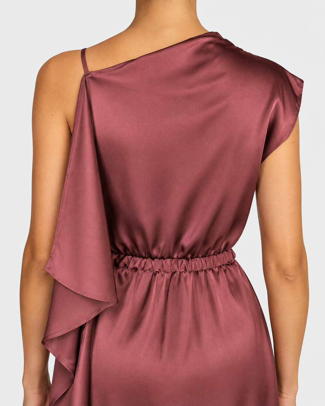 Dixie abito midi donna satinato bordeaux con cintura