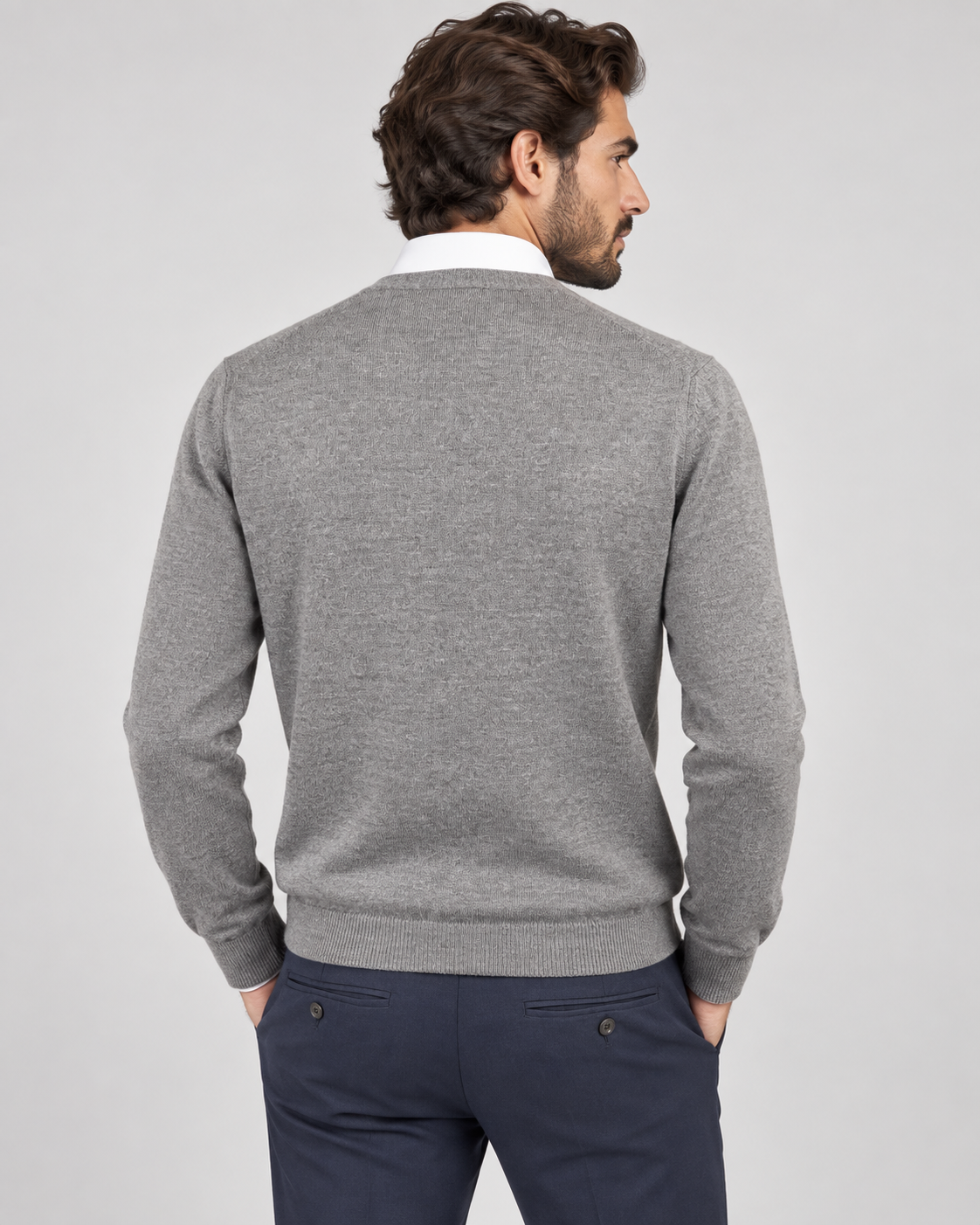 Gran Sasso Cardigan uomo in lana grigio fumo