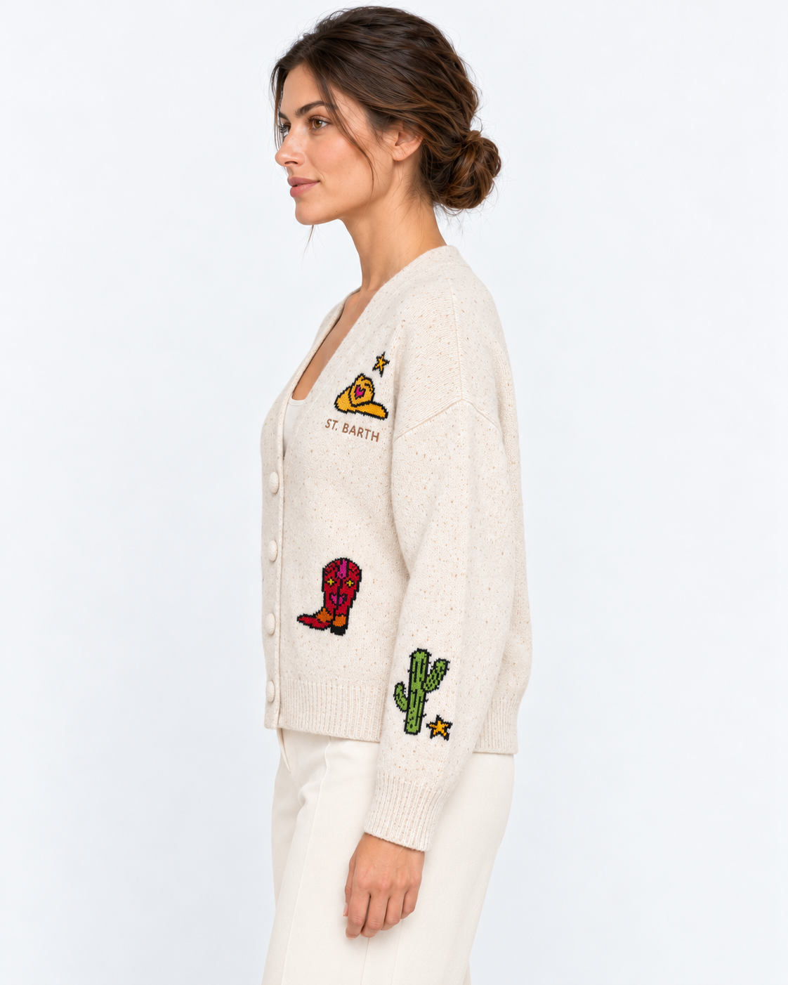 MC2 Saint Barth Cardigan Donna Sasi Donegal Cowgirl Panna