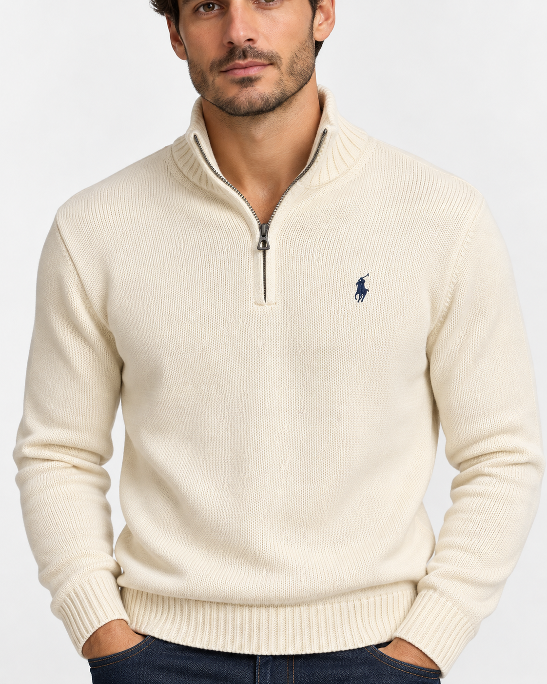 Polo Ralph Lauren Maglione Uomo Mezza Zip Cream