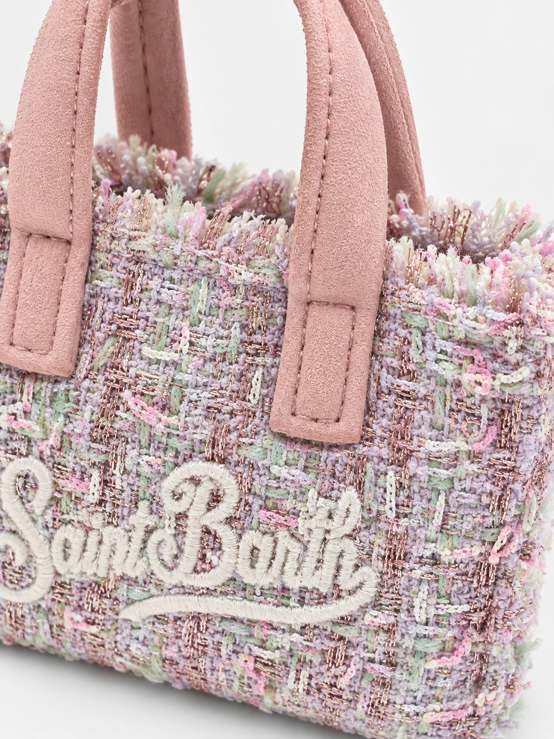 MC2 Saint Barth Key Bag Donna in Tweed Lurex Rosa Multicolore