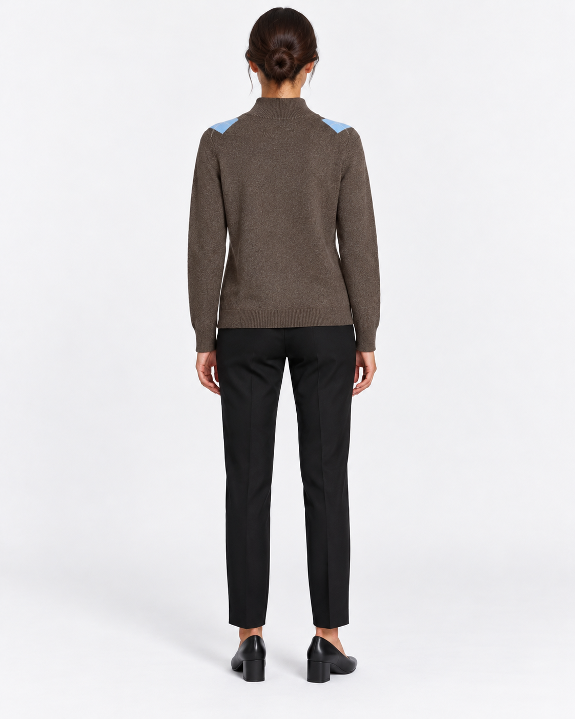 Gran Sasso Maglia Lupetto Donna Marrone a Rombi in Lana e Cashmere