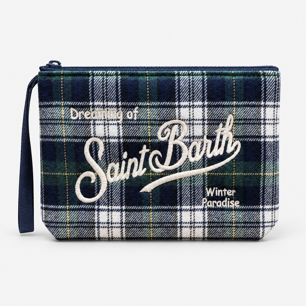 MC2 Saint Barth Pochette Uomo Aline Wool Tartan Blu e Verde