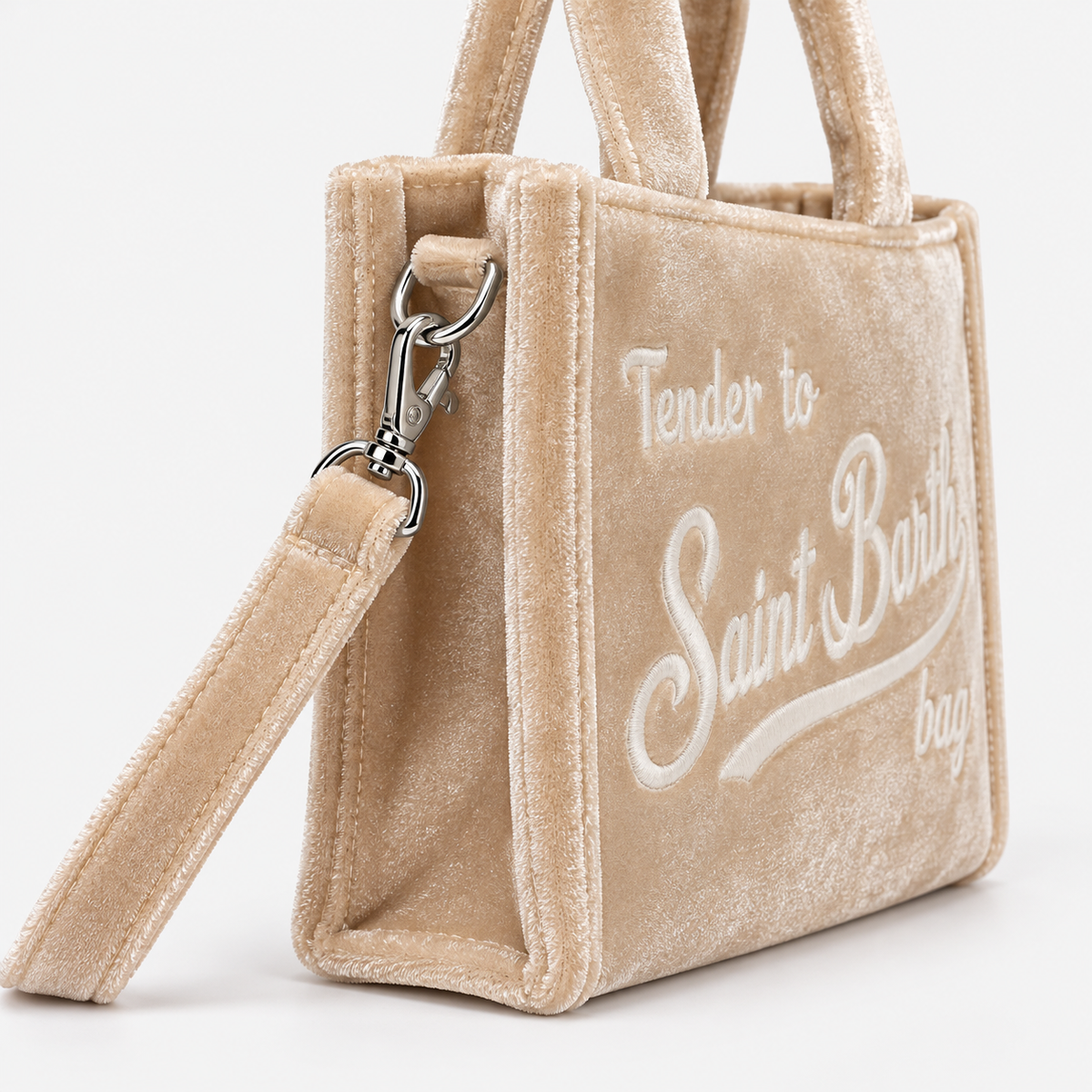 MC2 Saint Barth Phone Bag Donna in Velluto Beige con Tracolla