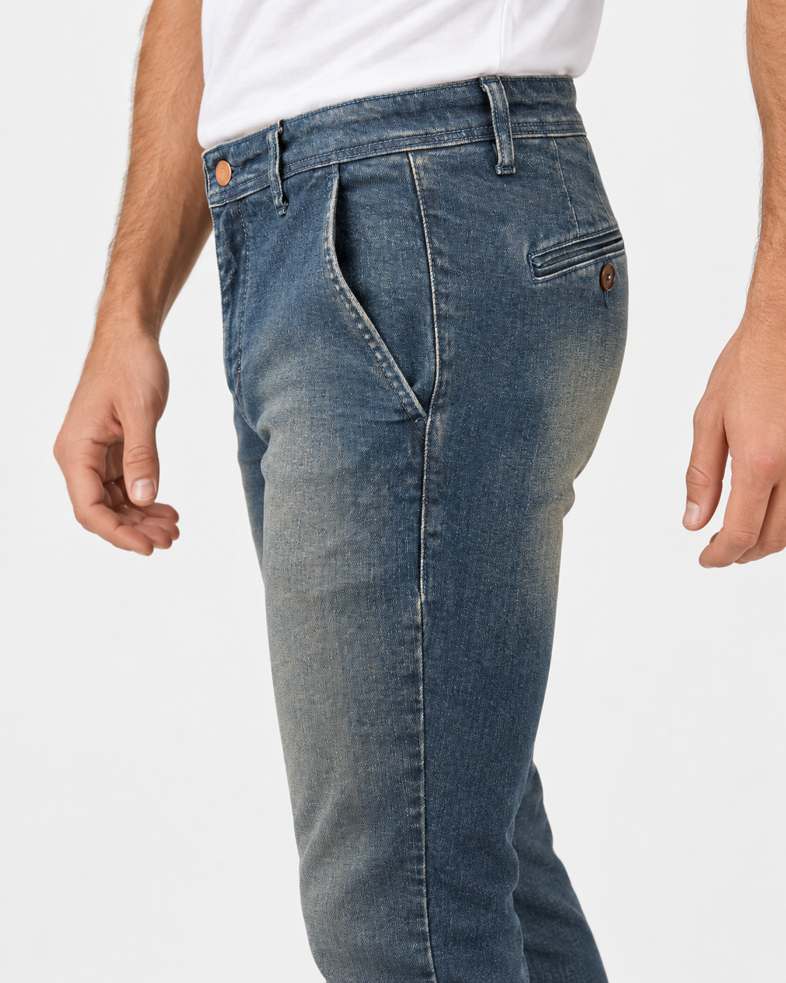 Ernys Jeans uomo blu in cotone stretch con tasca America