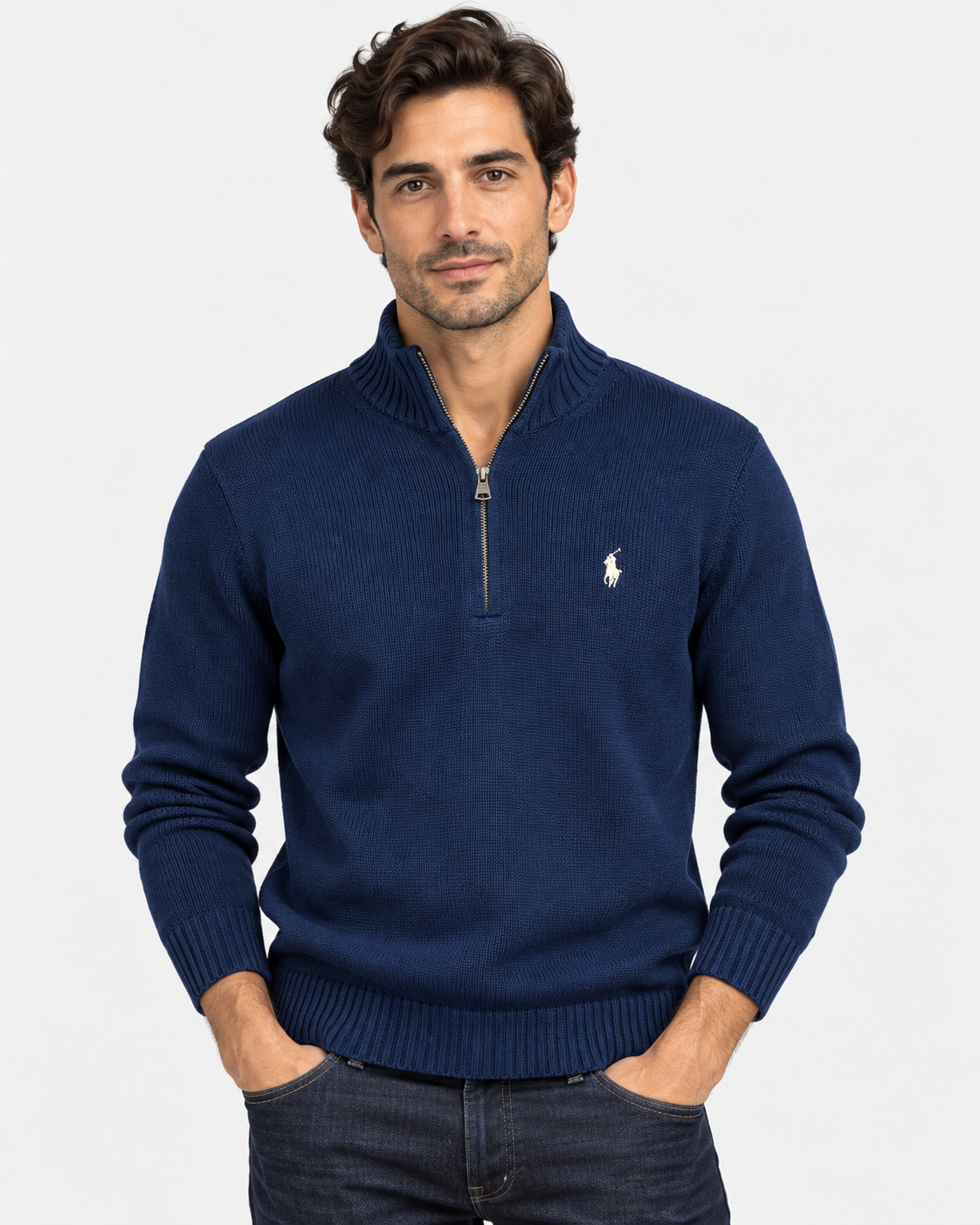 Polo Ralph Lauren Maglione Uomo Mezza Zip Blu Navy