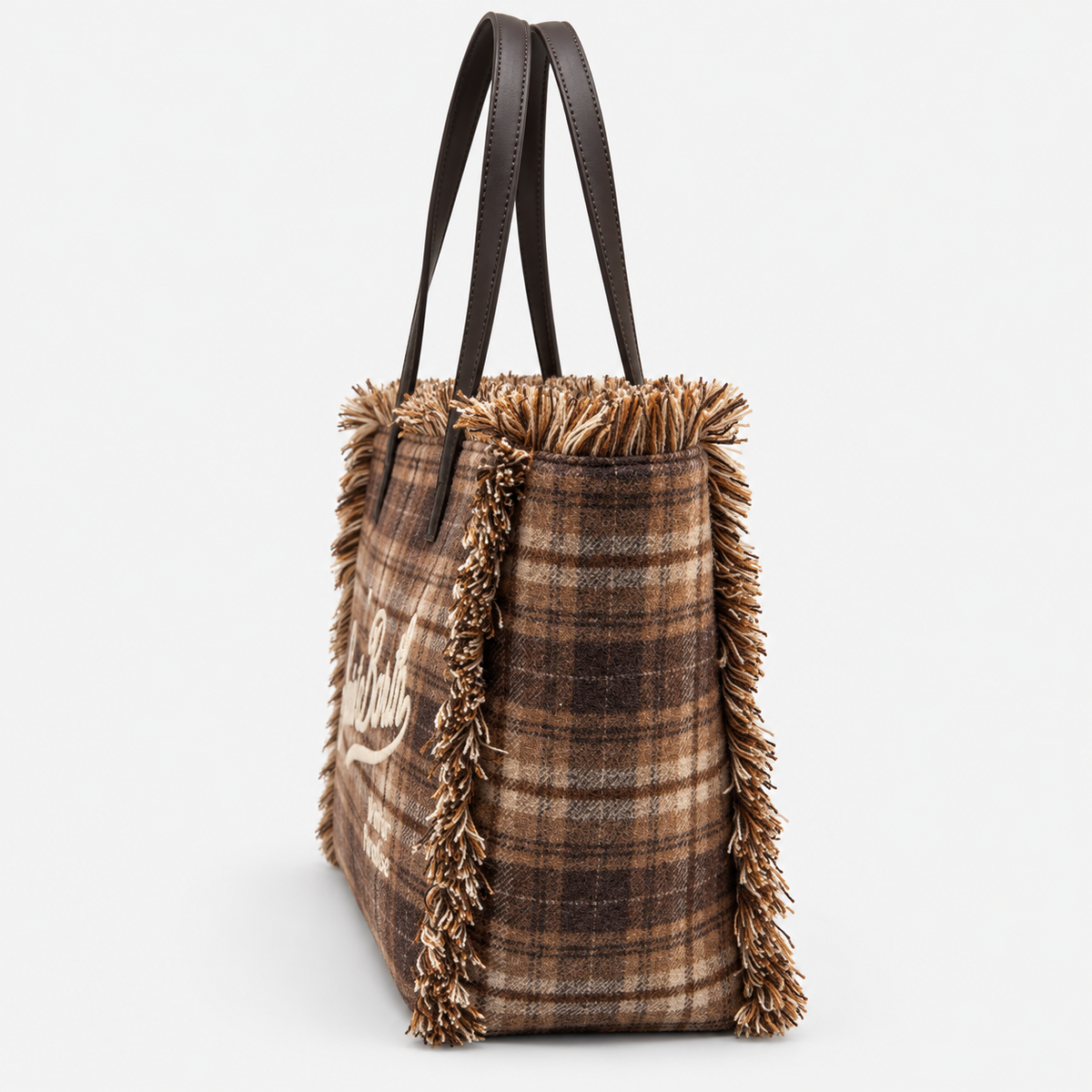 MC2 Saint Barth Borsa Donna Vanity Tartan Marrone con Frange