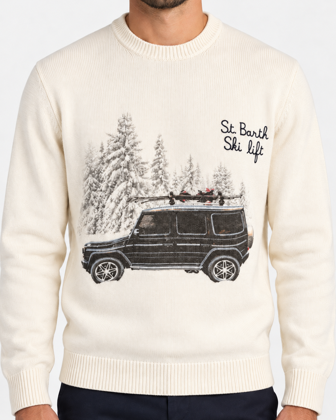 MC2 Saint Barth Maglia Uomo St. Barth Ski Lift Panna