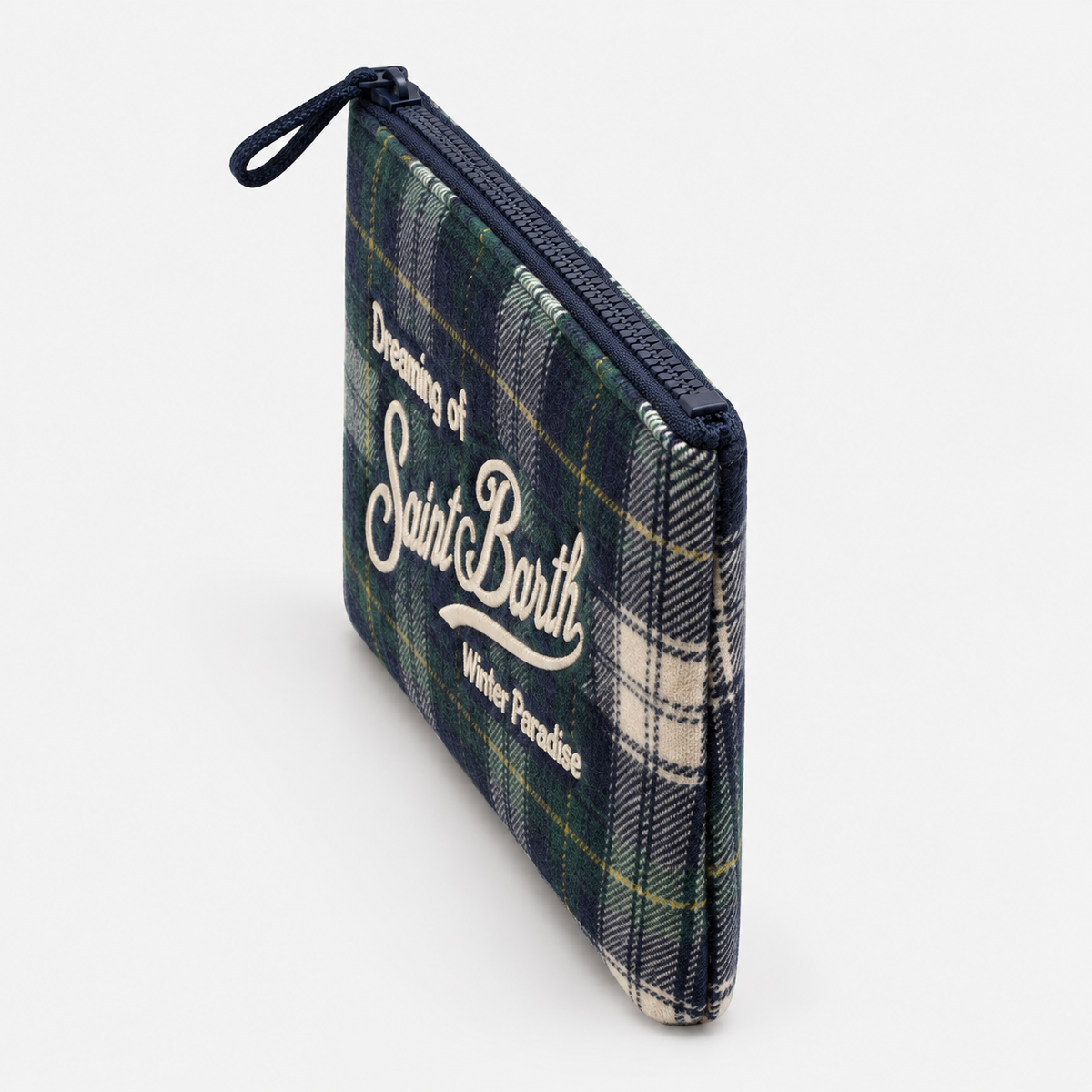 MC2 Saint Barth Pochette Uomo Aline Wool Tartan Blu e Verde