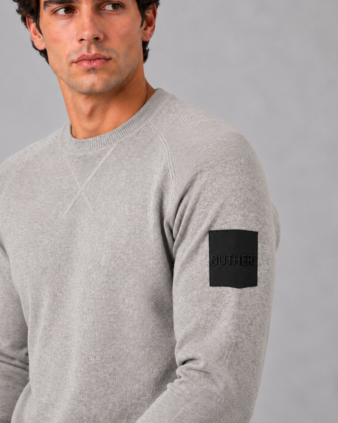 Outhere maglione girocollo uomo woodveil in misto lana grey melange