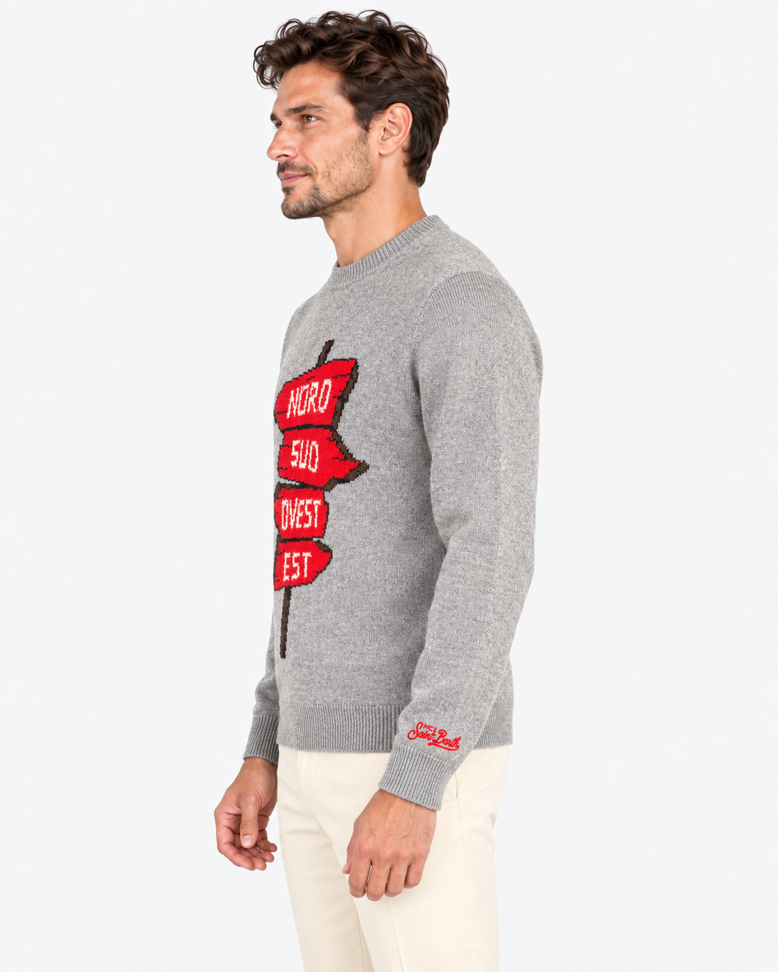 MC2 Saint Barth Maglia Uomo 883 Nord Sud Grigia