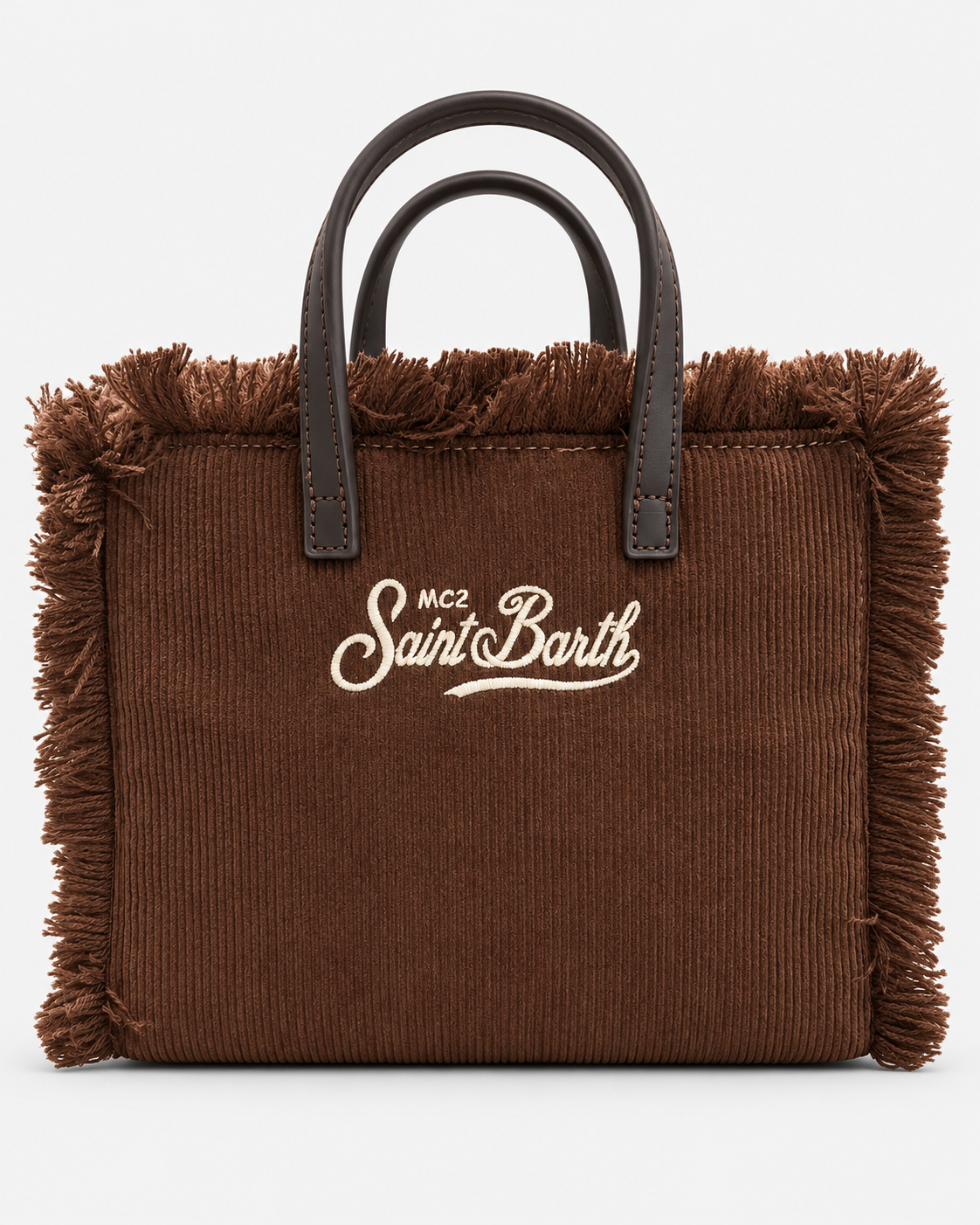 MC2 Saint Barth Borsa Donna Vanity Mini in Velluto a Coste Marrone con Tracolla