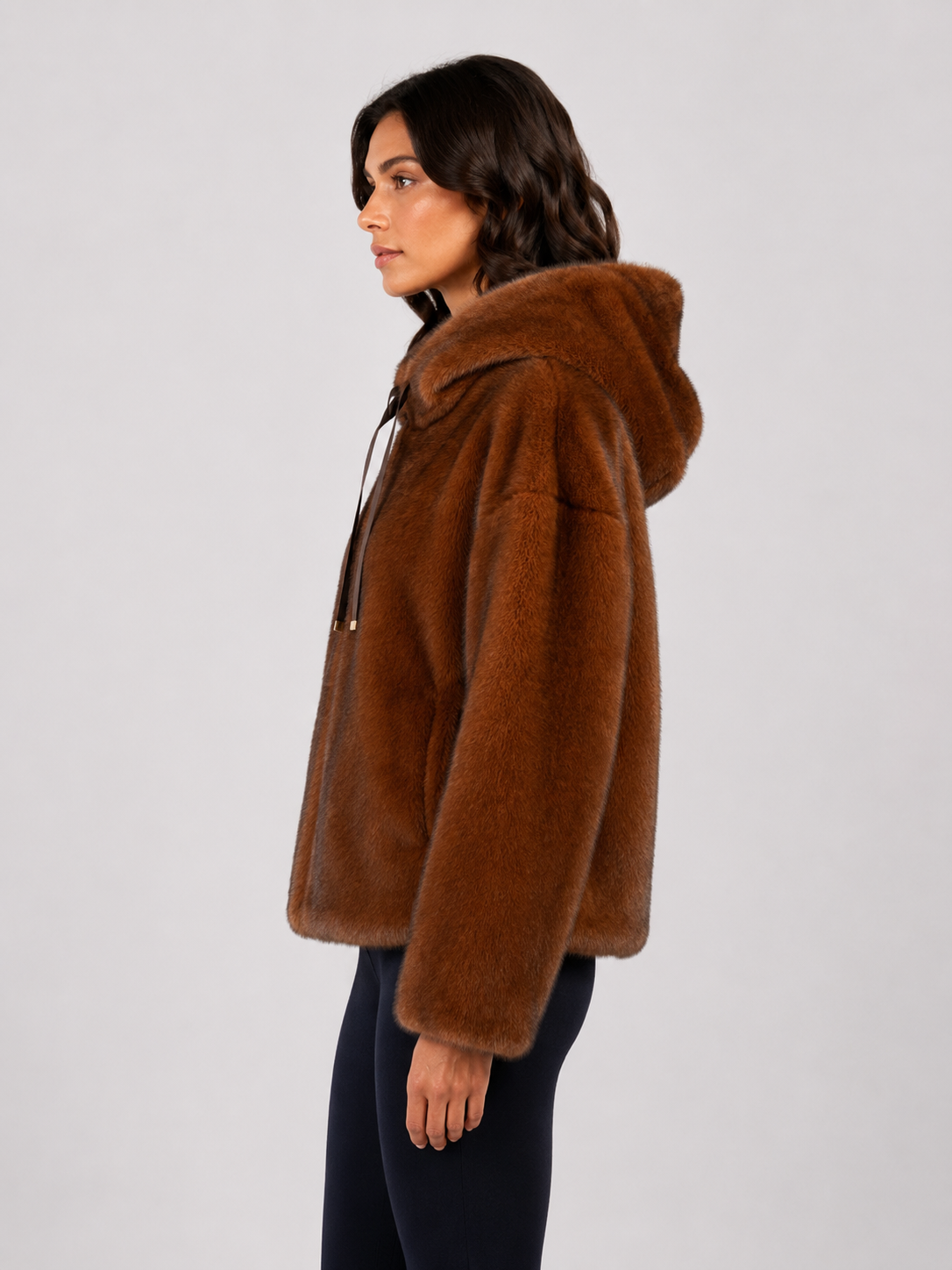 Herno bomber in melange alternative mink fur fondente