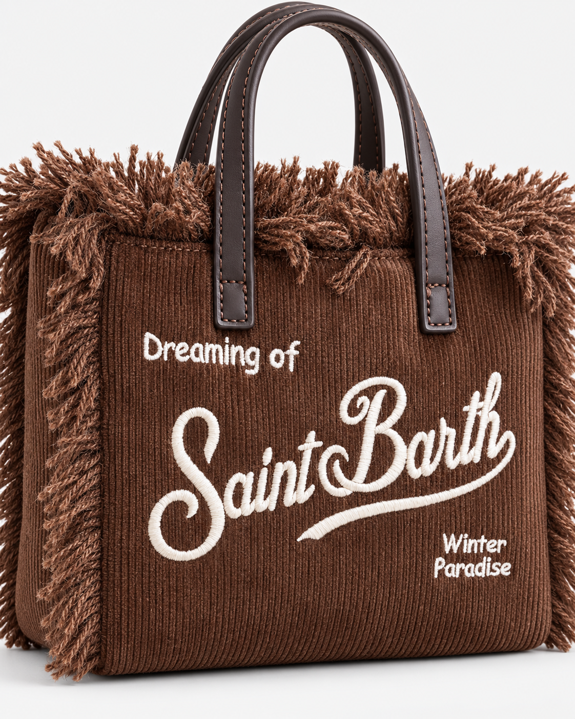 MC2 Saint Barth Borsa Donna Vanity Mini in Velluto a Coste Marrone con Tracolla
