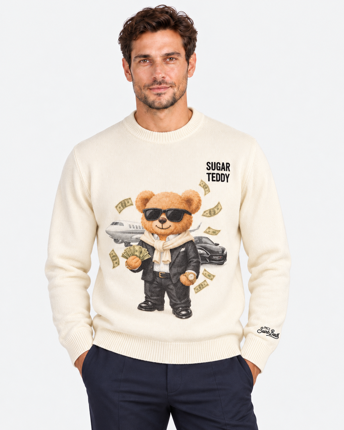 MC2 Saint Barth Maglia Uomo Sugar Teddy Panna
