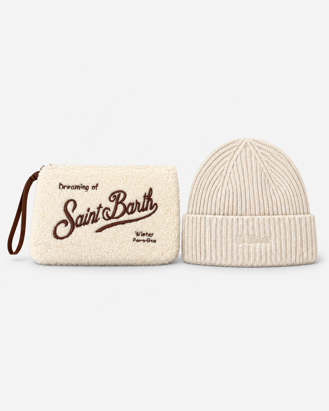 MC2 Saint Barth Gift Box Donna Teddy con Pochette Panna e Berretto