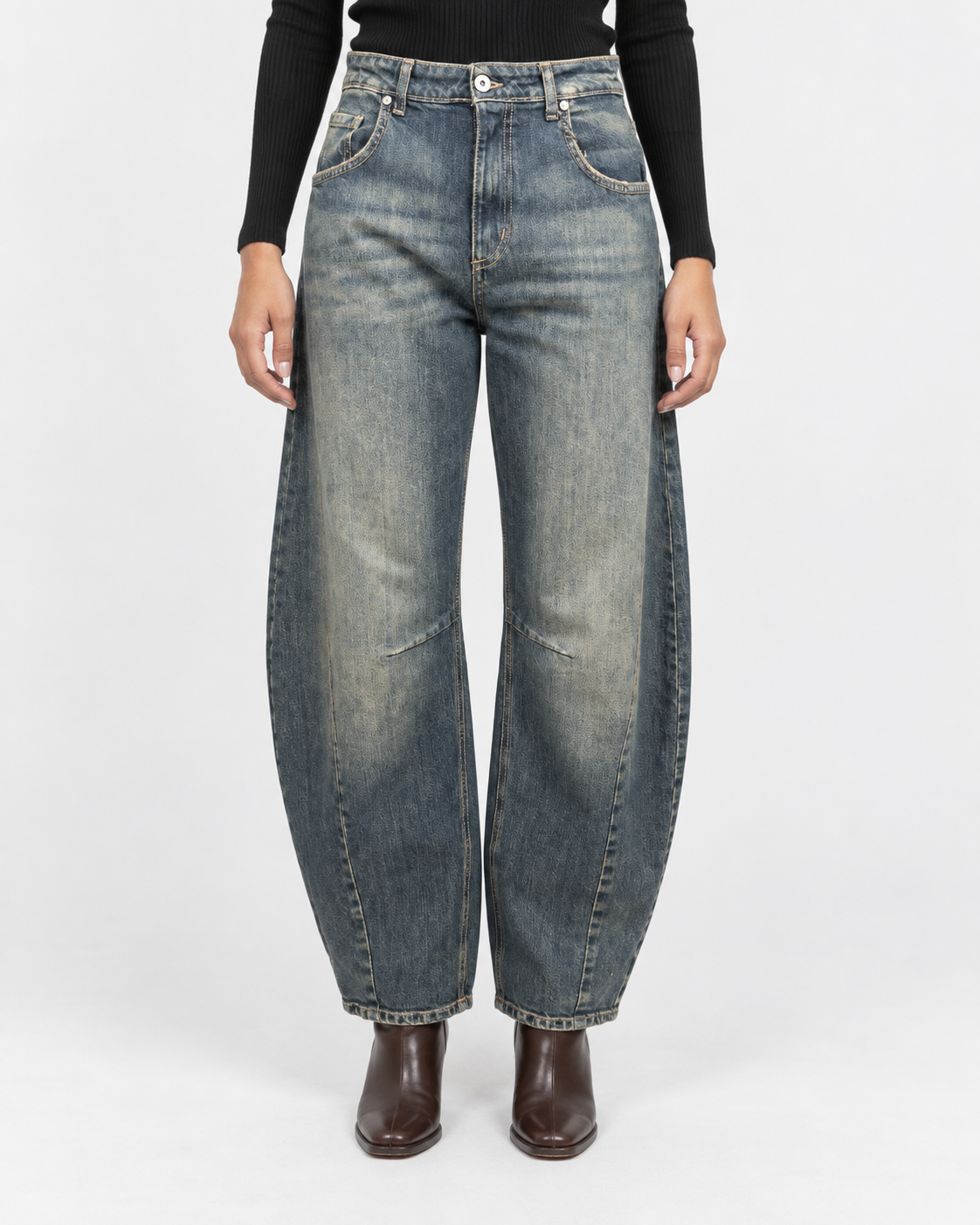 Dixie jeans barrel donna blu slavato a vita alta
