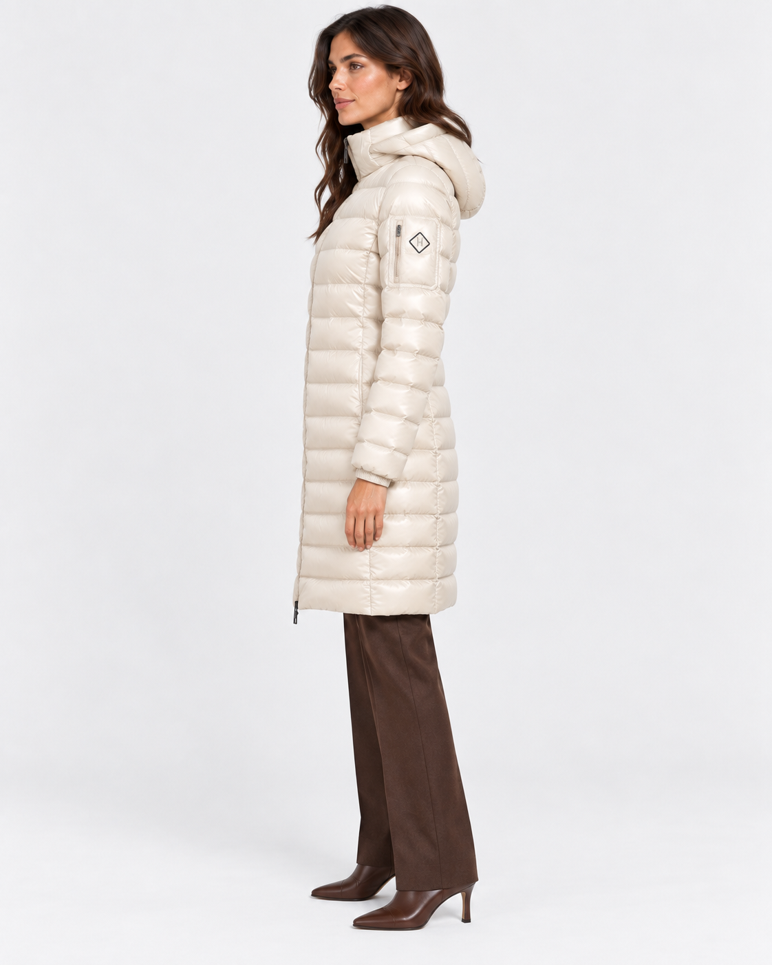 Herno Giaccone donna in nylon lucido Chantilly con cappuccio
