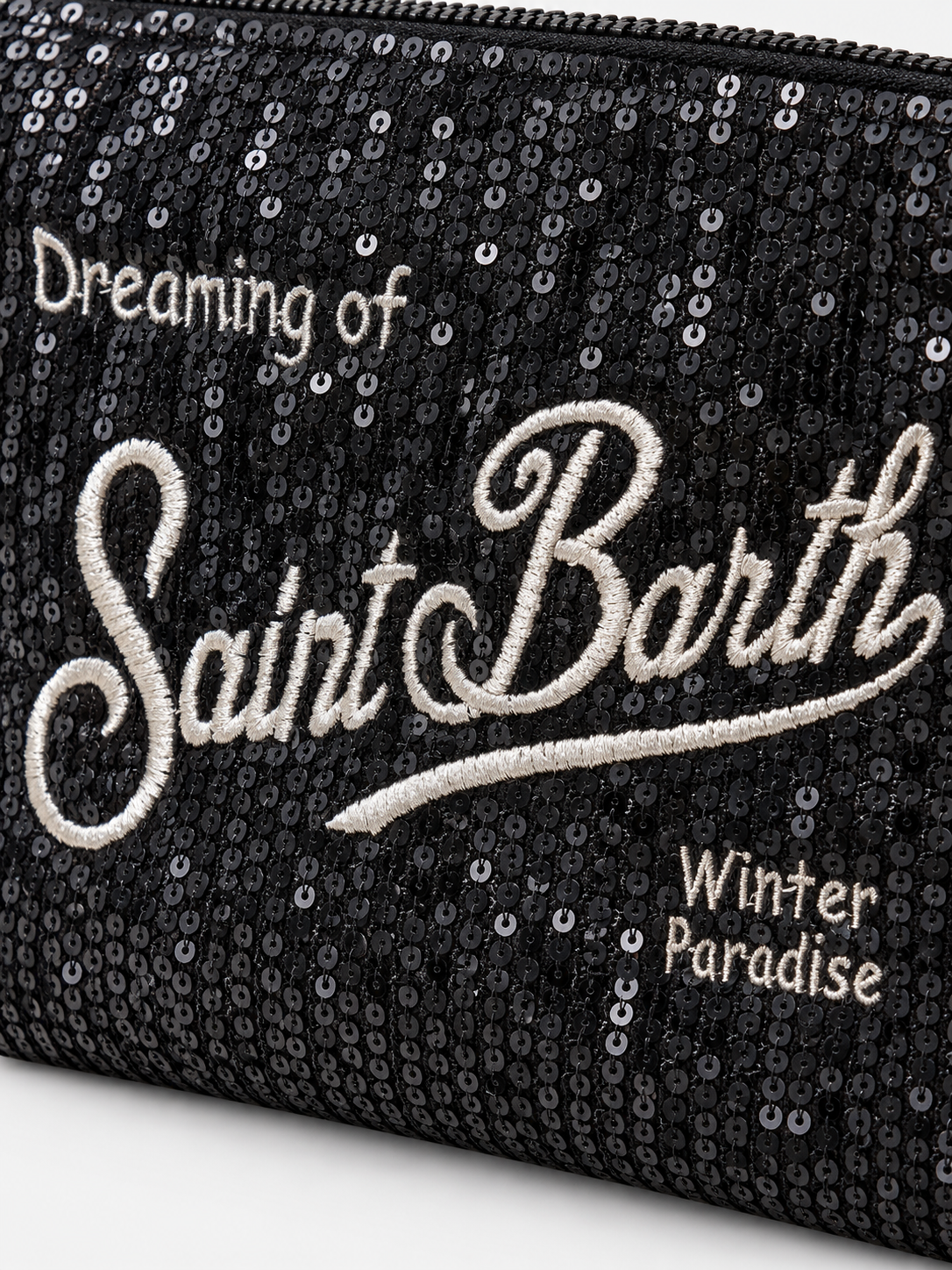 MC2 Saint Barth Pochette Donna Aline in Velluto Nero con Paillettes
