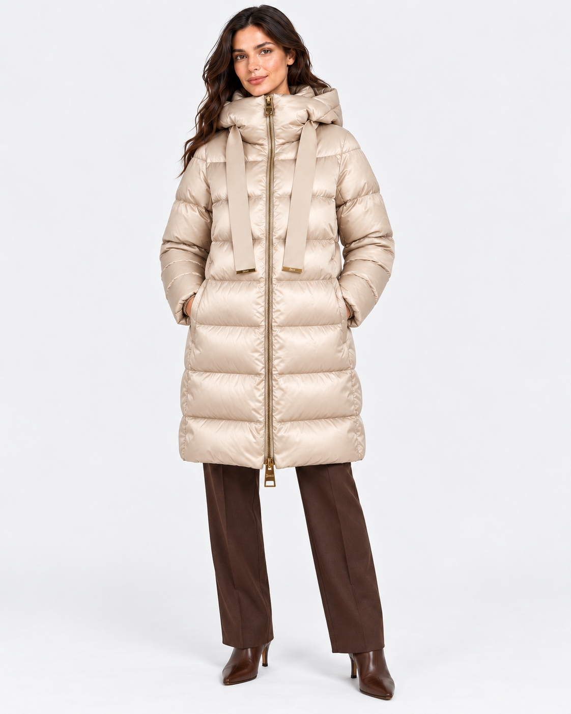 Herno Piumino donna A-shape in satin Chantilly