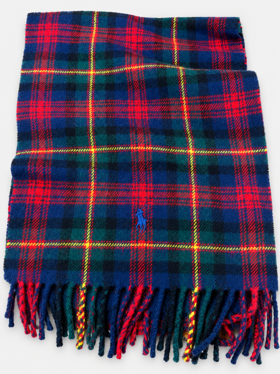 Polo Ralph Lauren Sciarpa Uomo in Lana Tartan Blu e Rosso