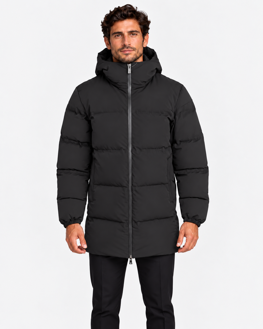 Herno Giacca lunga uomo New Impact nera con cappuccio
