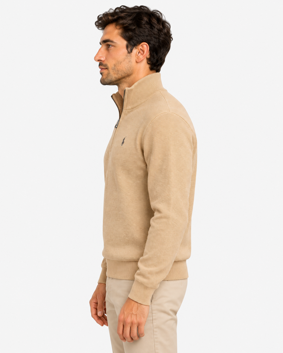 Polo ralph lauren maglia zip brown