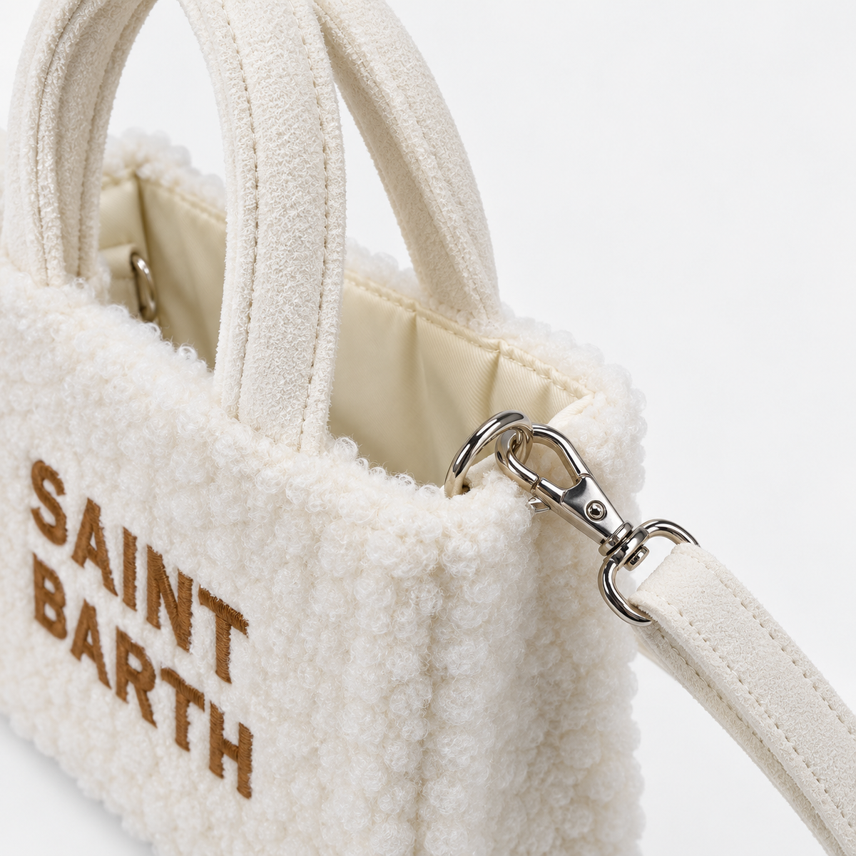MC2 Saint Barth Phone Bag Donna Effetto Teddy Panna con Tracolla