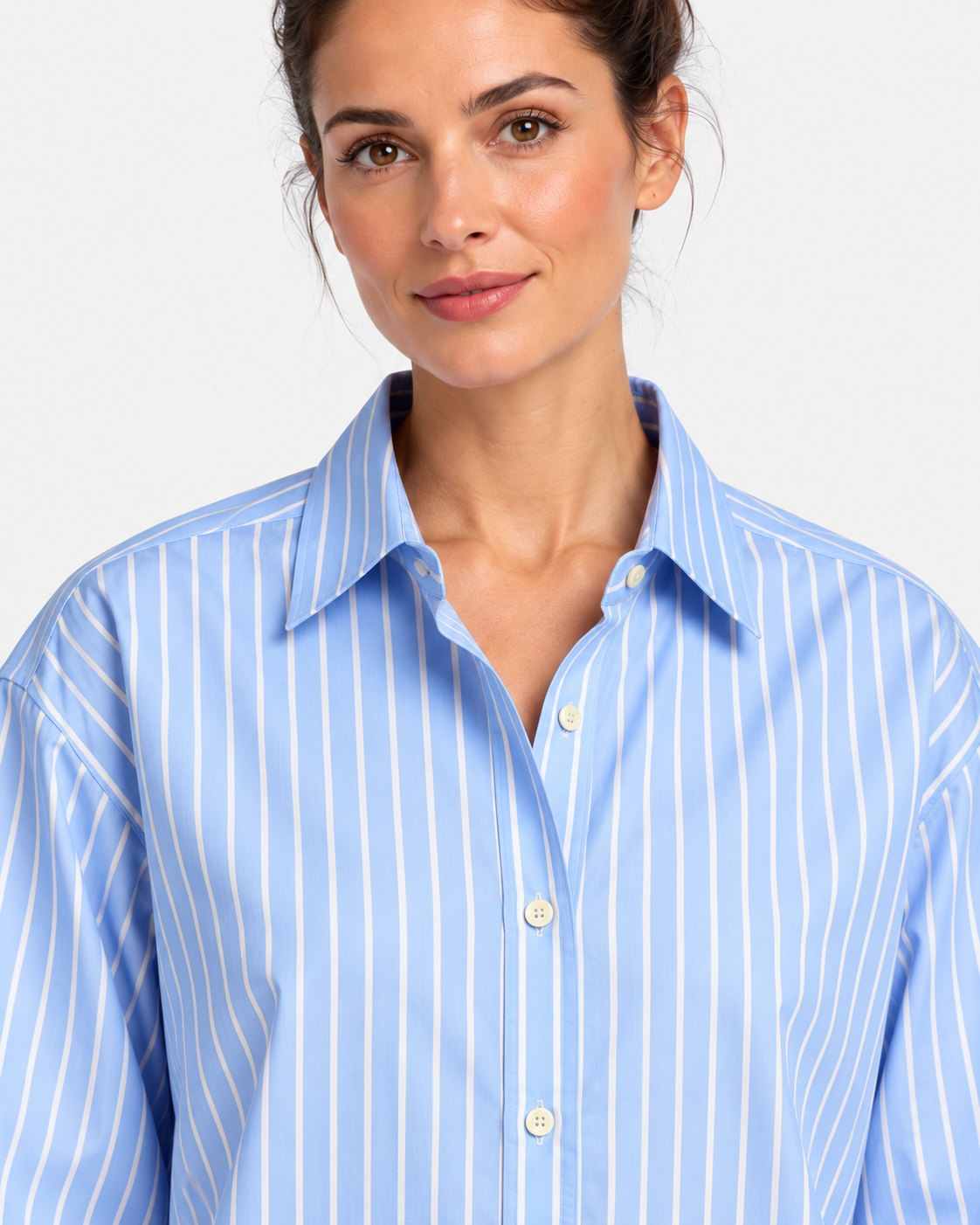 MC2 Saint Barth Camicia Donna Meredith in Cotone a Righe Azzurre e Bianche